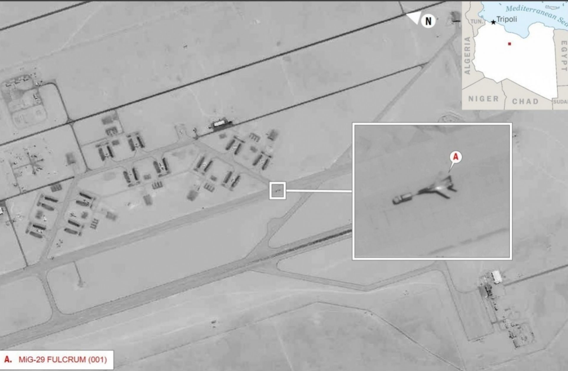A satellite image shows the arrival of Russian fighter jets at an air base in Libya controlled by Khalifa Hifter's rebel army. 