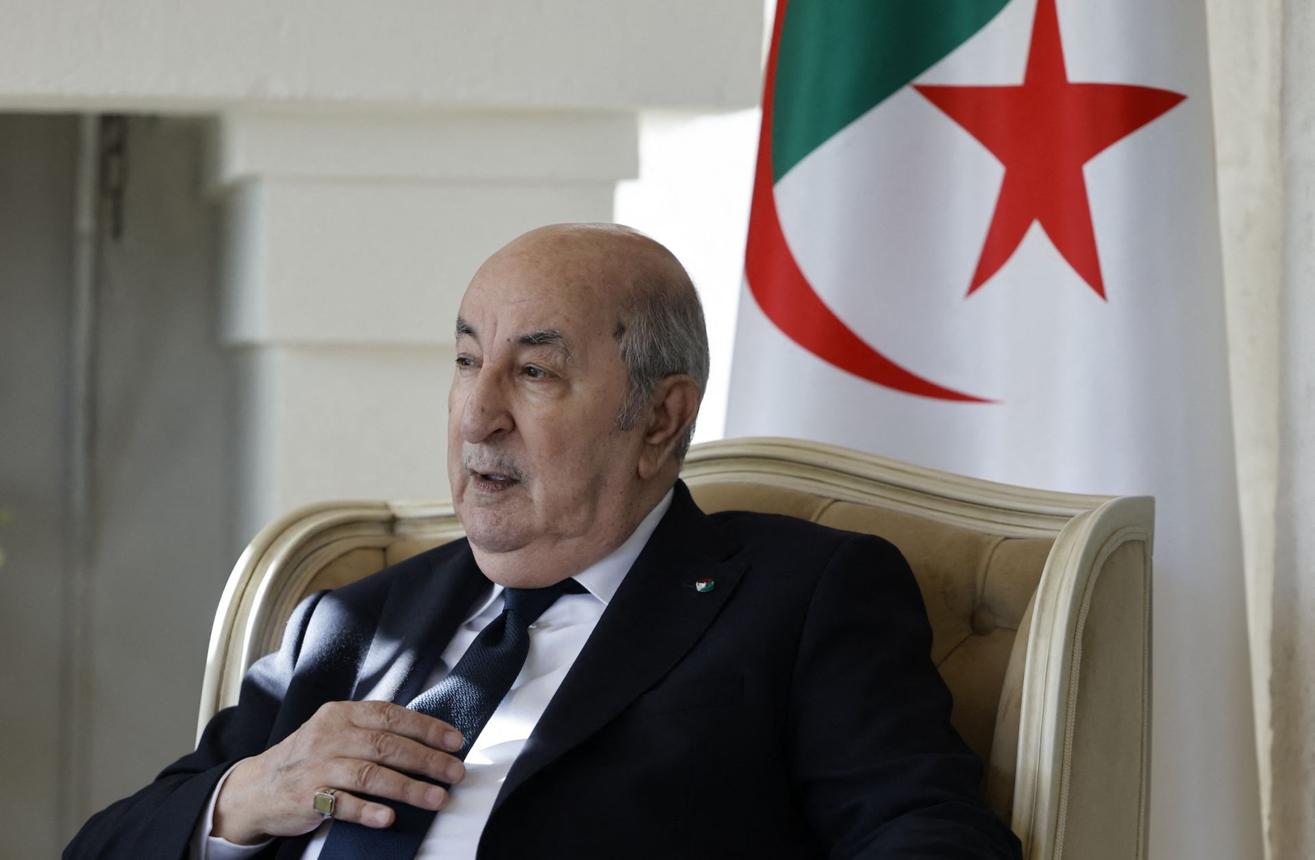 Algeria's President Abdelmadjid Tebboune meets with France's President Emmanuel Macron at the Borgo Egnazia resort on the sideline of the Group of Seven summit in Savelletri, Apulia region, Italy, on June 13, 2024.