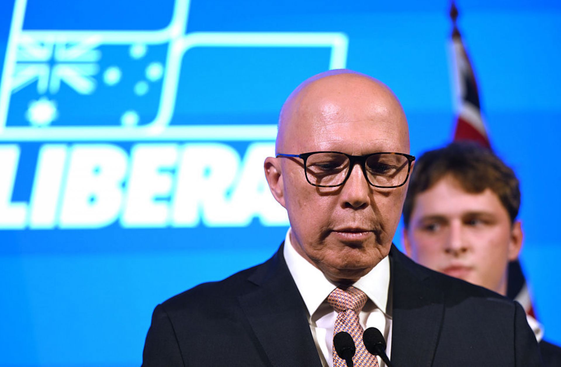 Opposition Leader Peter Dutton concedes defeat during a Liberal Party election night event on May 3, 2025, in Brisbane, Australia. 