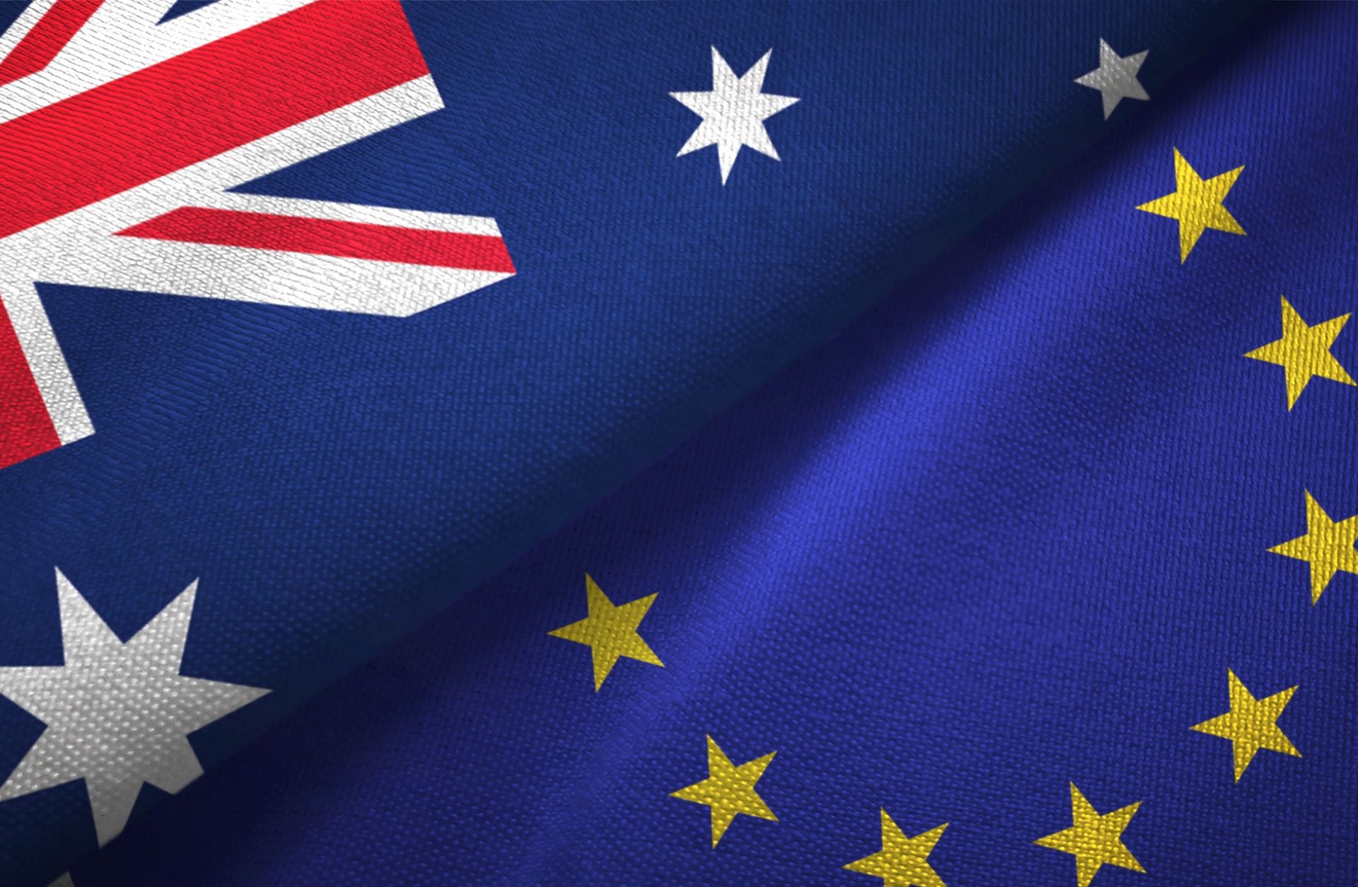 European Union and Australian flags together.
