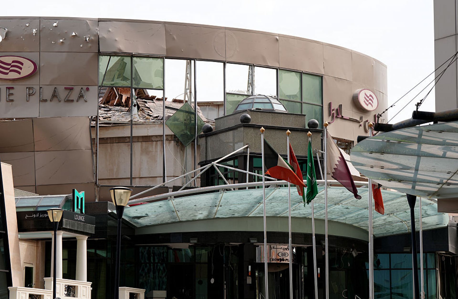 The Crown Plaza on March 1 showing damage from an Iranian military strike in Manama, Bahrain.
