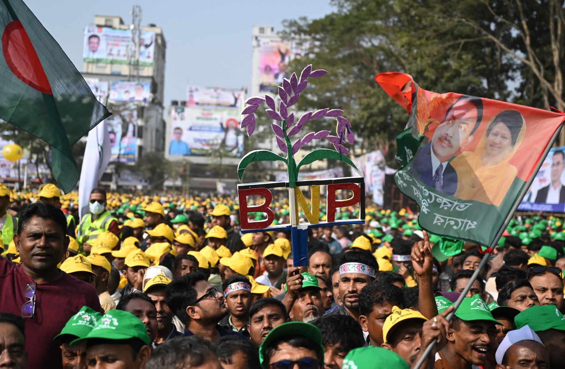 Bangladesh Nationalist Party (BNP) supporters gather for a rally in Sylhet, Bangladesh, ahead of the upcoming national election on Jan. 22, 2026. 
