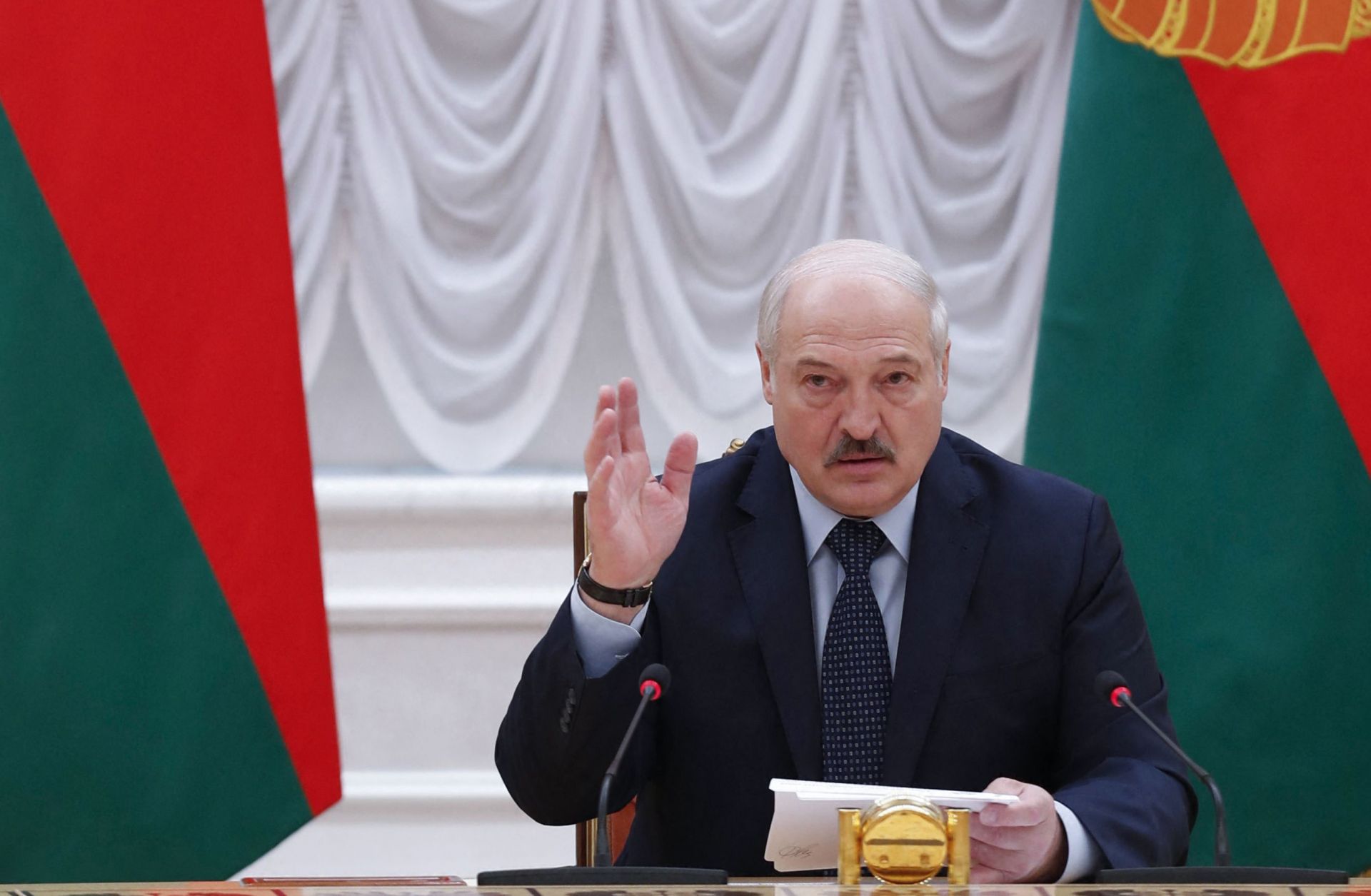 Belarusian President Aleksandr Lukashenko on May 28, 2021, in Minsk, Belarus.