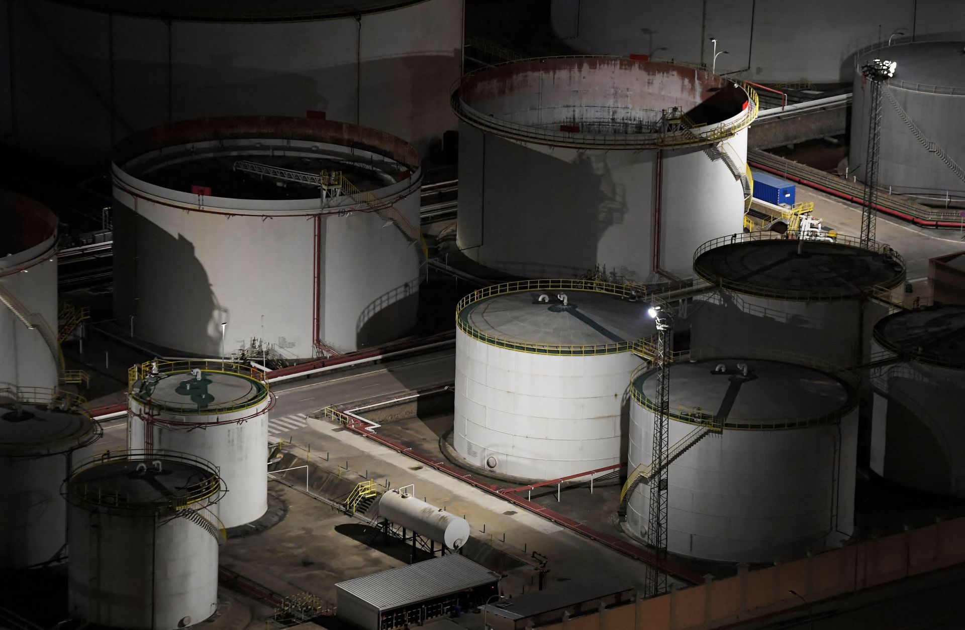 Storage tanks at the facilities of the oil products company Exolum on Dec. 11, 2022, at the port of Barcelona, Spain.