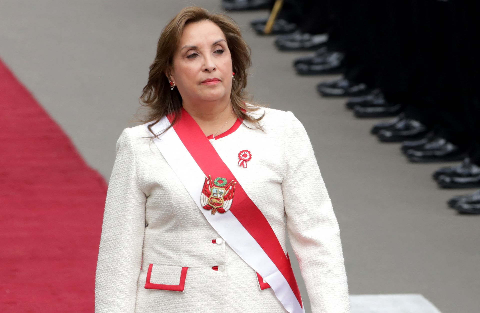 Then-Peruvian President Dina Boluarte arrives to deliver her address to the nation on Peru's Independence Day at the National Congress in Lima on July 28, 2025. Then-Peruvian President Dina Boluarte arrives to deliver her address to the nation on Peru's Independence Day at the National Congress in Lima on July 28, 2025.