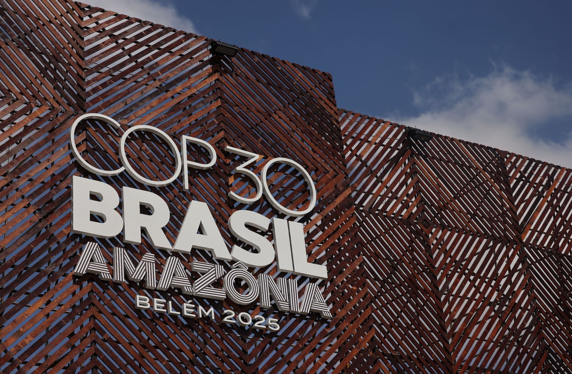 The COP30 logo at the central building is seen ahead of the COP30 Brazil Amazonia 2025 on Nov. 3, 2025 in Belem, Brazil. The COP30 logo at the central building is seen ahead of the COP30 Brazil Amazonia 2025 on Nov. 3, 2025 in Belem, Brazil.