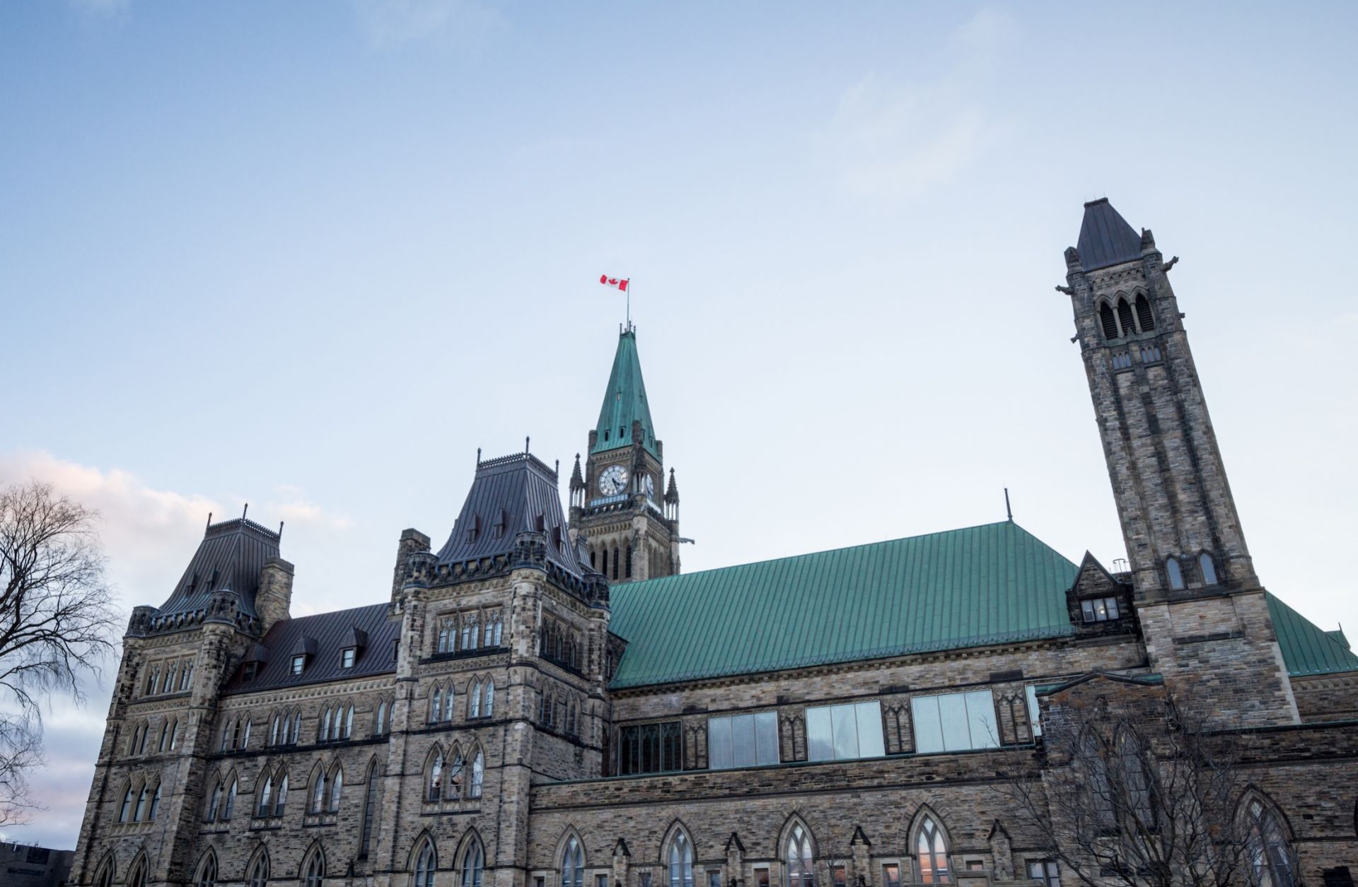 The clock tower outside of Canada's parliament building is seen in Ottawa, Ontario. 