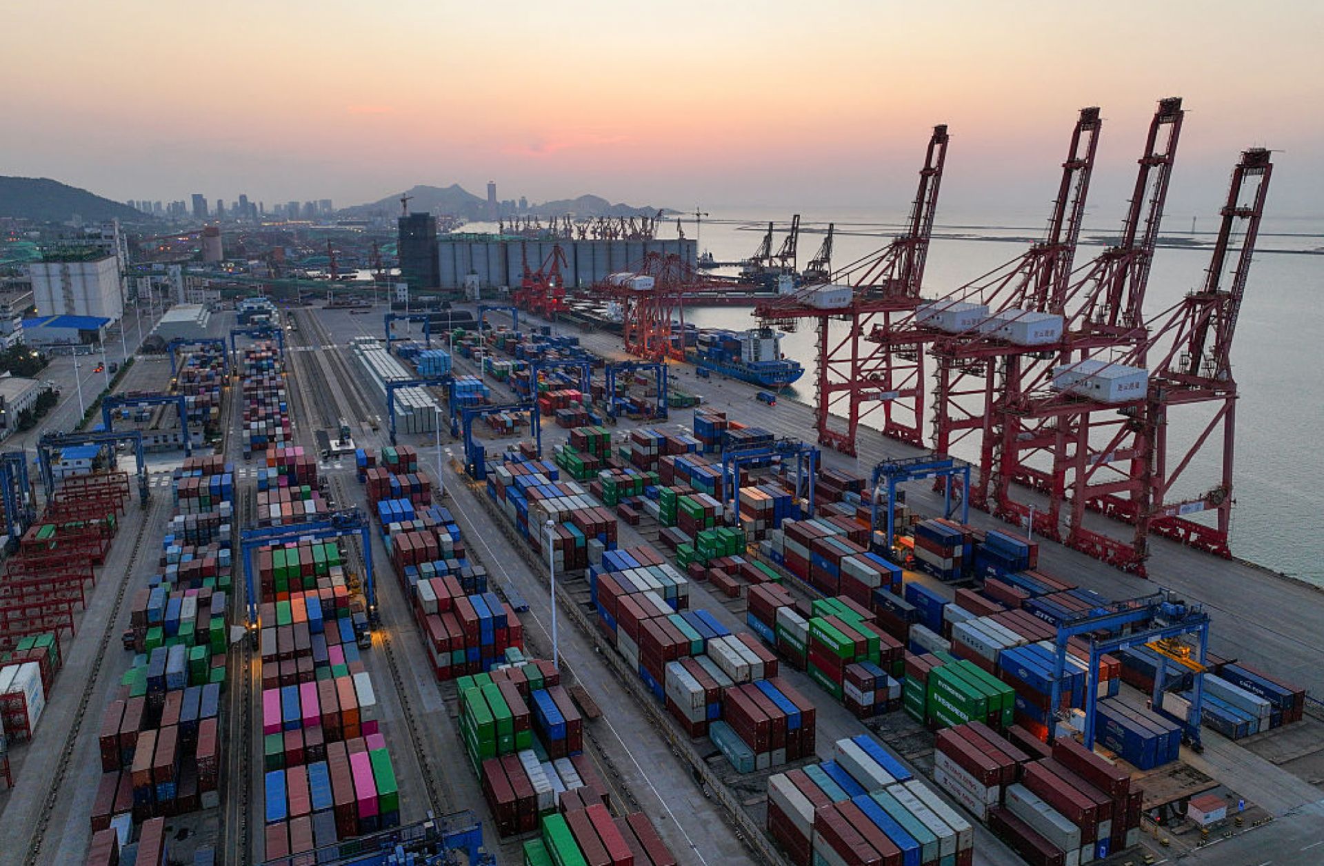 Containers are seen at China's Lianyungang port in eastern Jiangsu province on May 1, 2025. Containers are seen at China's Lianyungang port in eastern Jiangsu province on May 1, 2025.