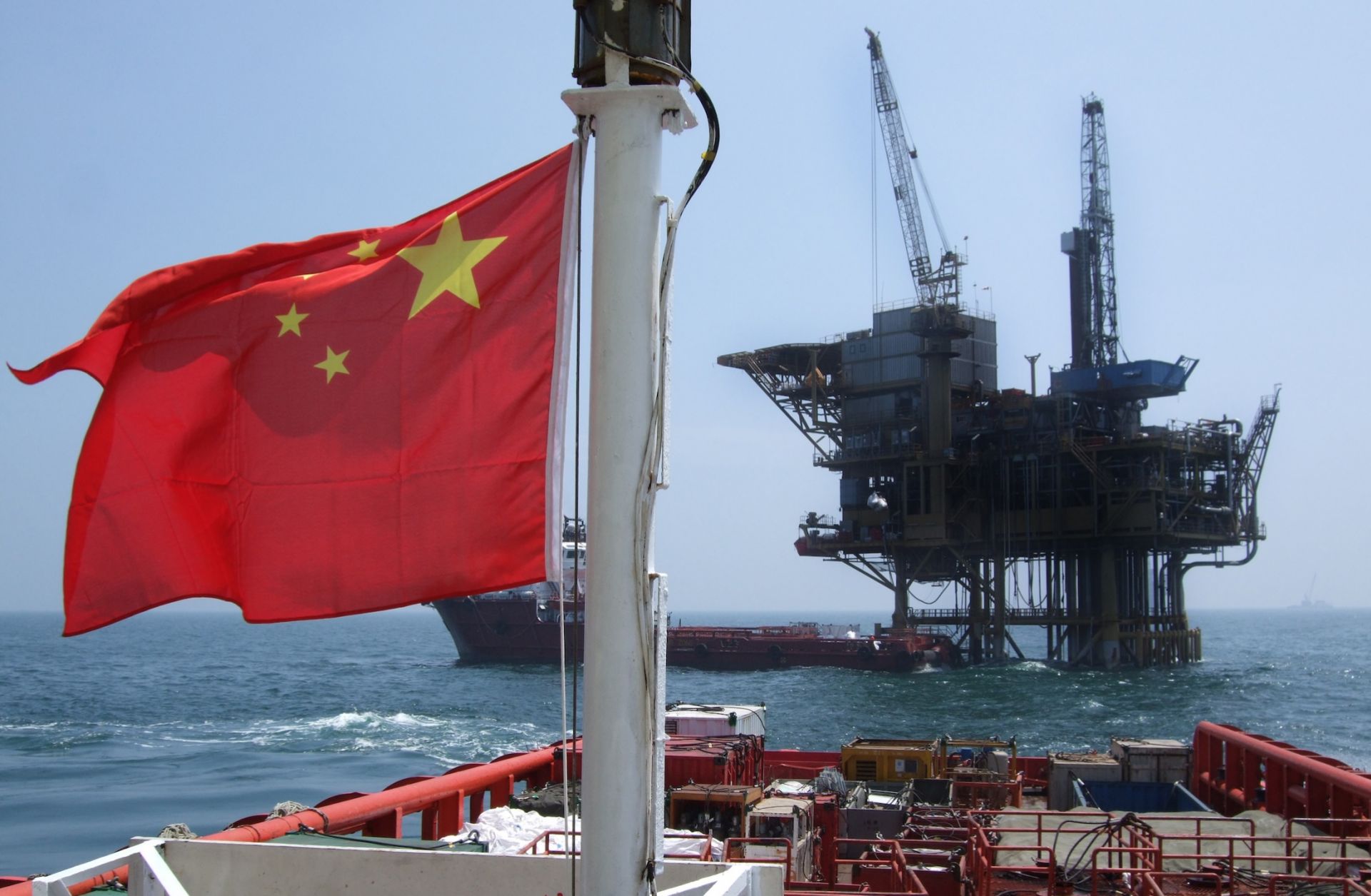 A Chinese vessel participates in oil exploration.