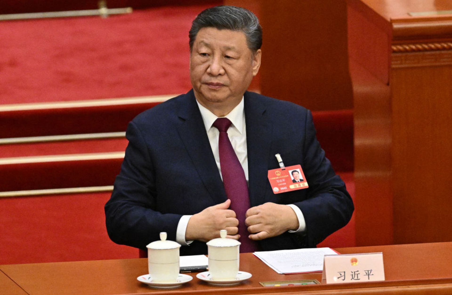 Chinese President Xi Jinping attends the closing session of the National People's Congress (NPC) in Beijing, China, on March 11, 2025. 