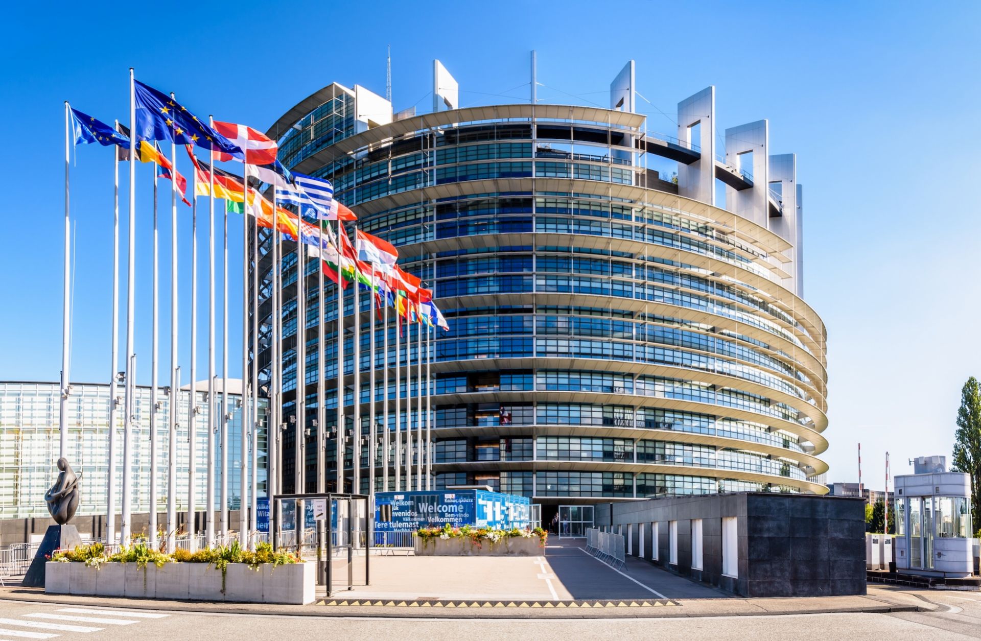 The European Parliament building in 2019 in Strasbourg, France.
