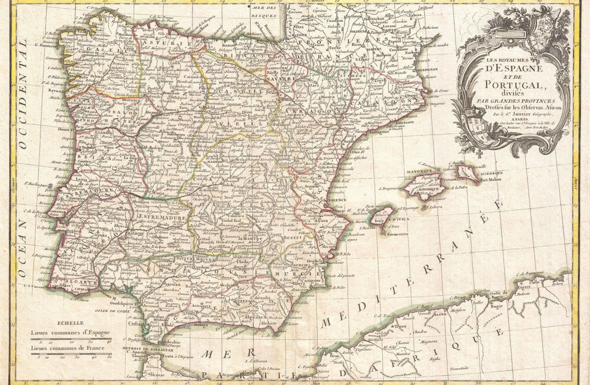 Antique map of Spain