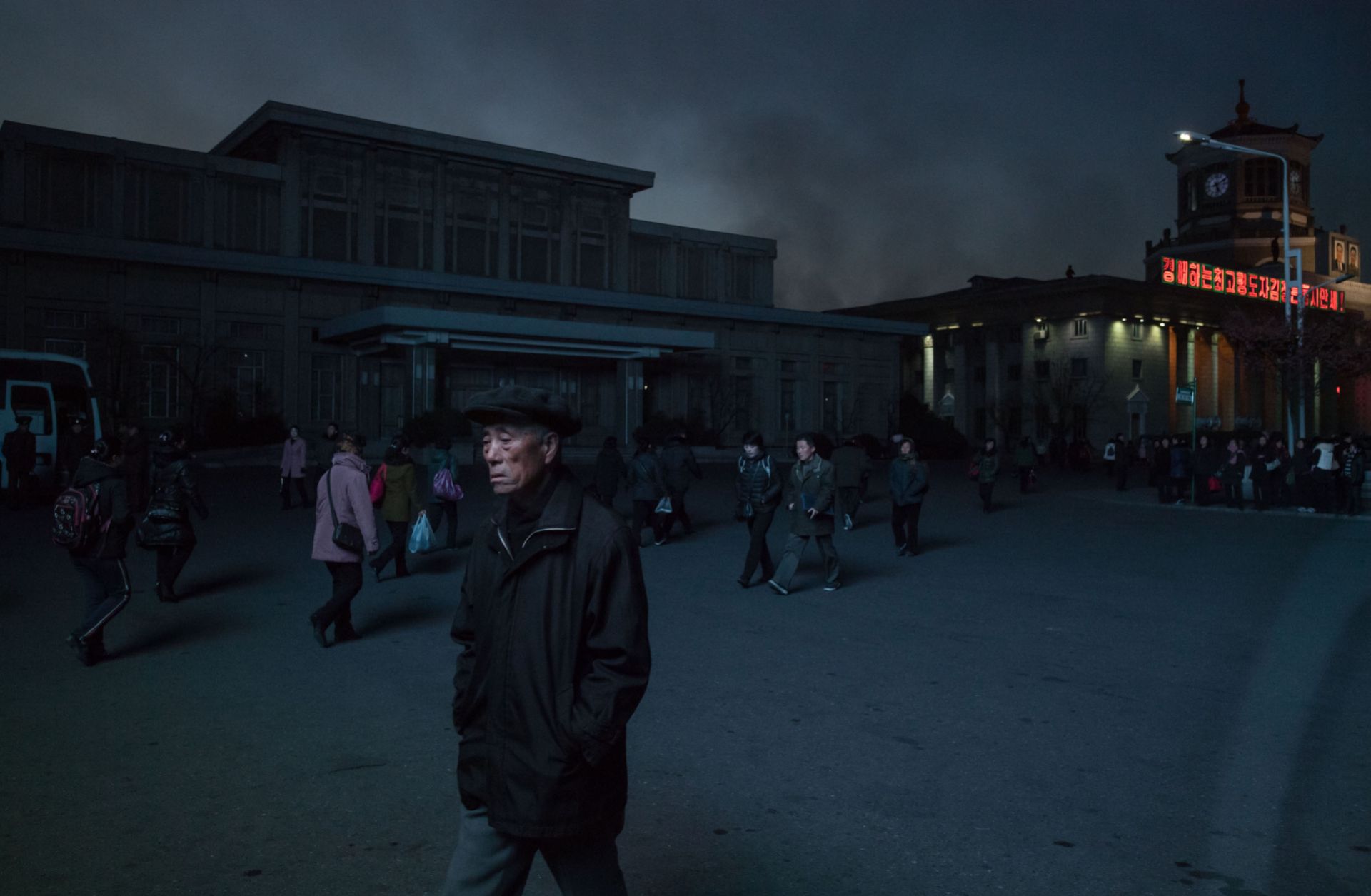 Photograph of pedestrians in Pyongyang