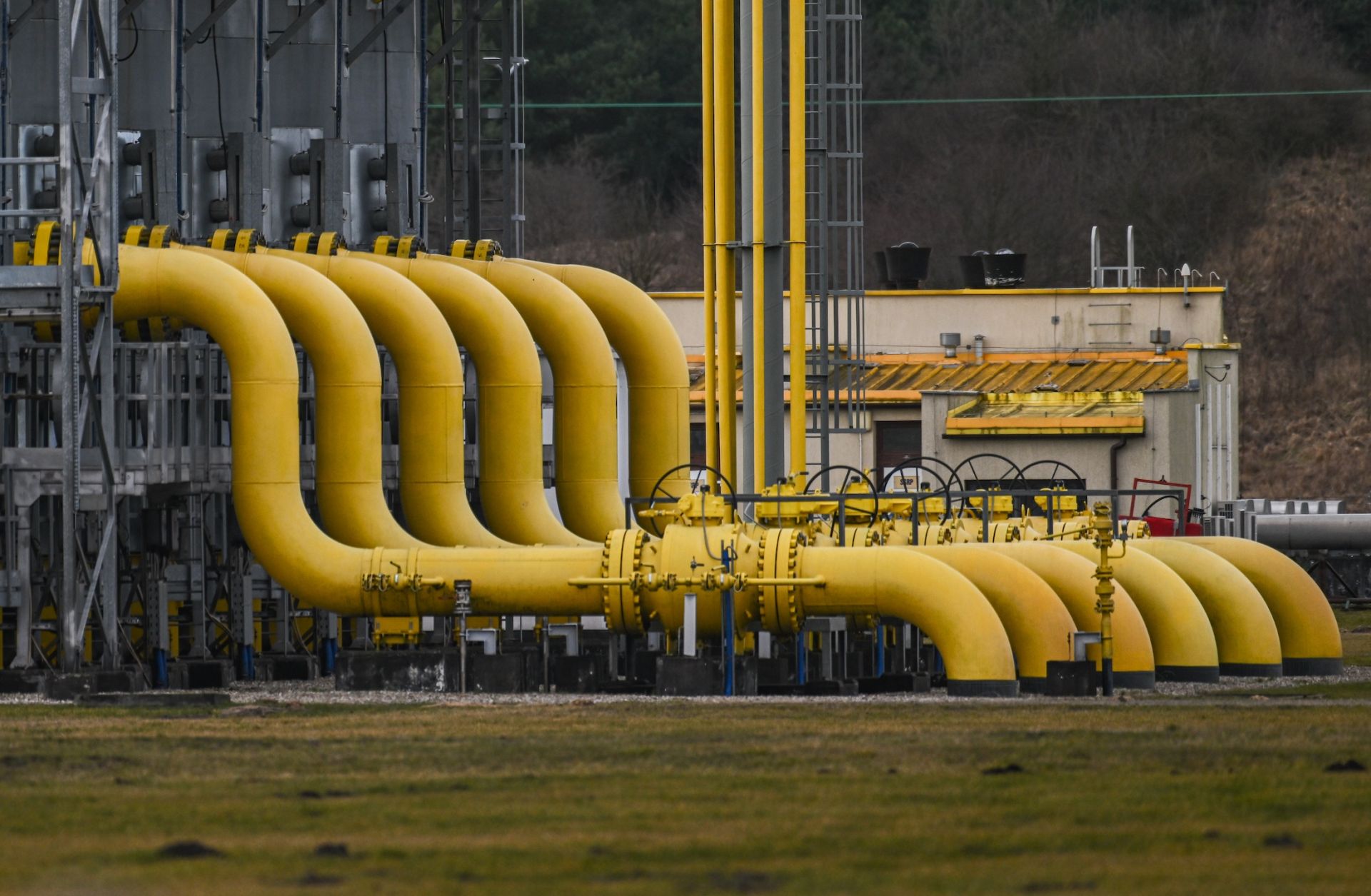 A compressor gas station of the Yamal–Europe pipeline is seen on Feb. 19, 2022, in Wloclawek, Poland. 