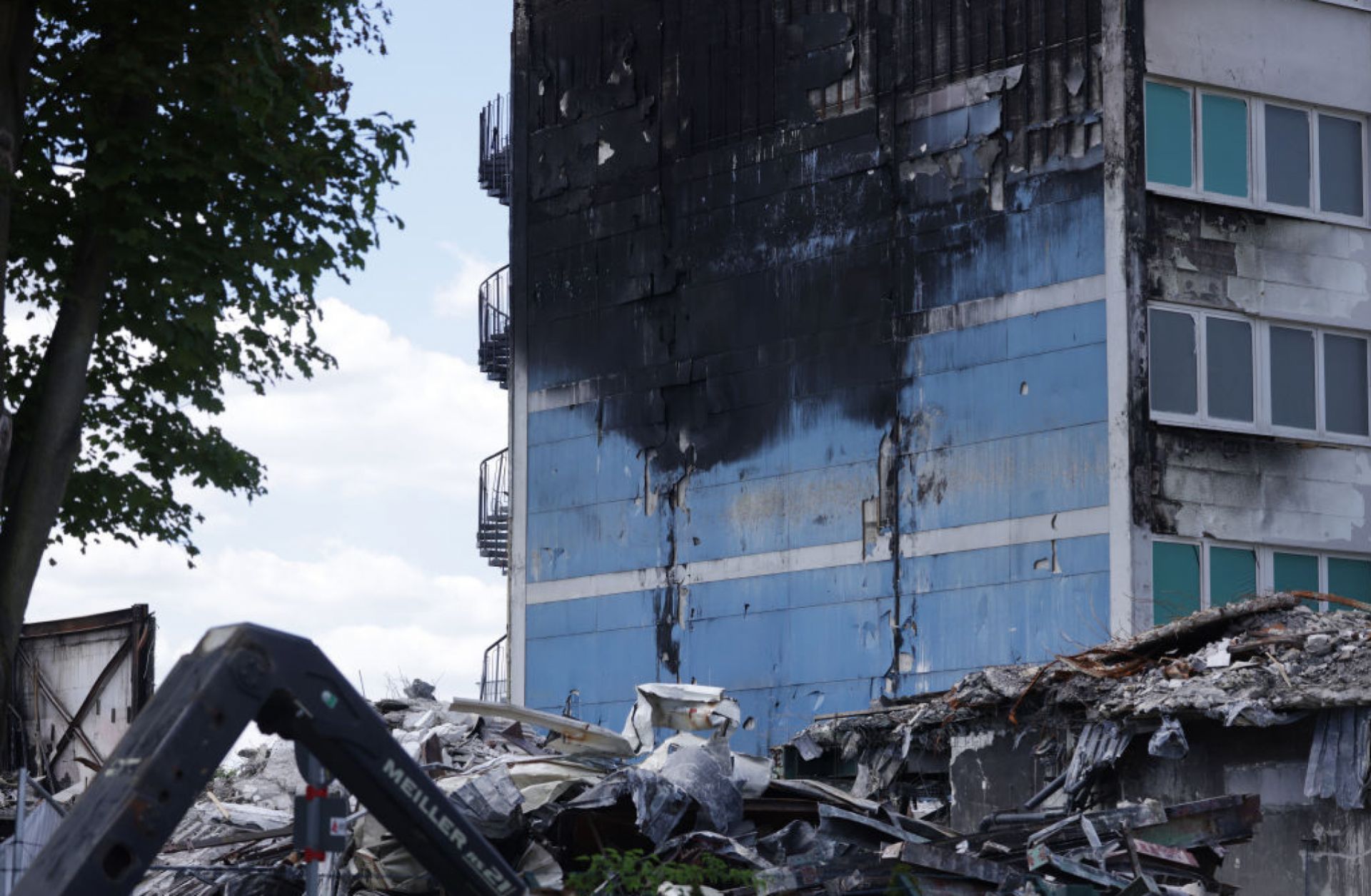 A photo taken on June 24, 2024, shows the aftermath of a fire at a manufacturing facility in Berlin, Germany, that was allegedly linked to Russia. A photo taken on June 24, 2024, shows the aftermath of a fire at a manufacturing facility in Berlin, Germany, that was allegedly linked to Russia.