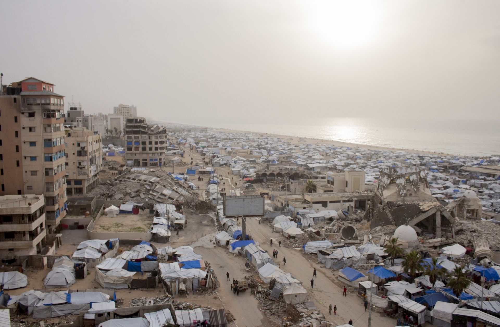 A view shows tents near the Port of Gaza in the Gaza Strip on Feb. 9, 2026.