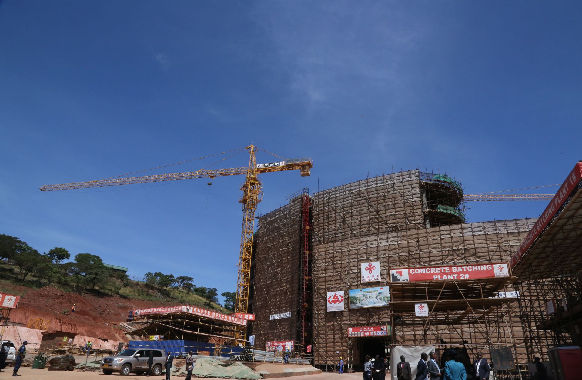 This photo shows the new parliament building in Harare, Zimbabwe, being built by a Chinese construction company.