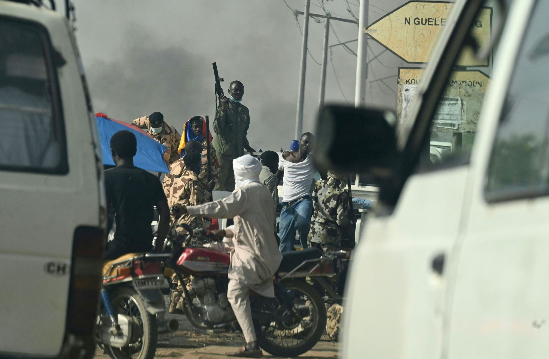 Police clash with opposition demonstrators in N'Djamena, Chad, on April 27, 2021. 