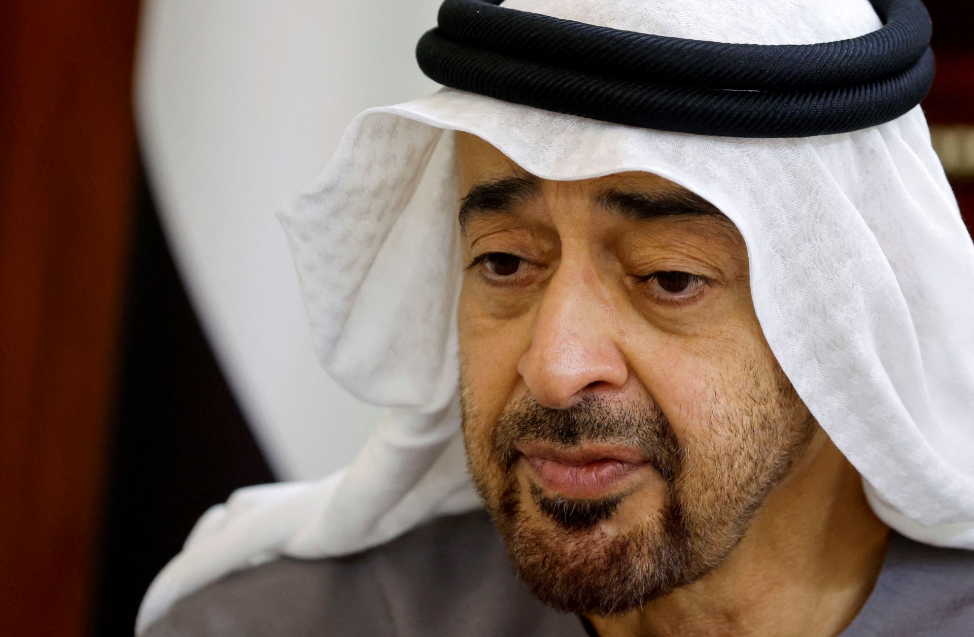 The UAE's newly-elected president, Sheikh Mohammed bin Zayed Al Nahyan, looks on during a meeting in Abu Dhabi on May 15, 2022. 