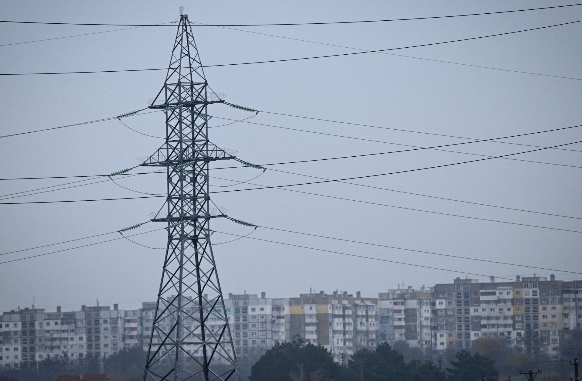 Power lines are seen on the outskirts of Balti, the second-largest city in Moldova, on Nov. 2, 2022. 