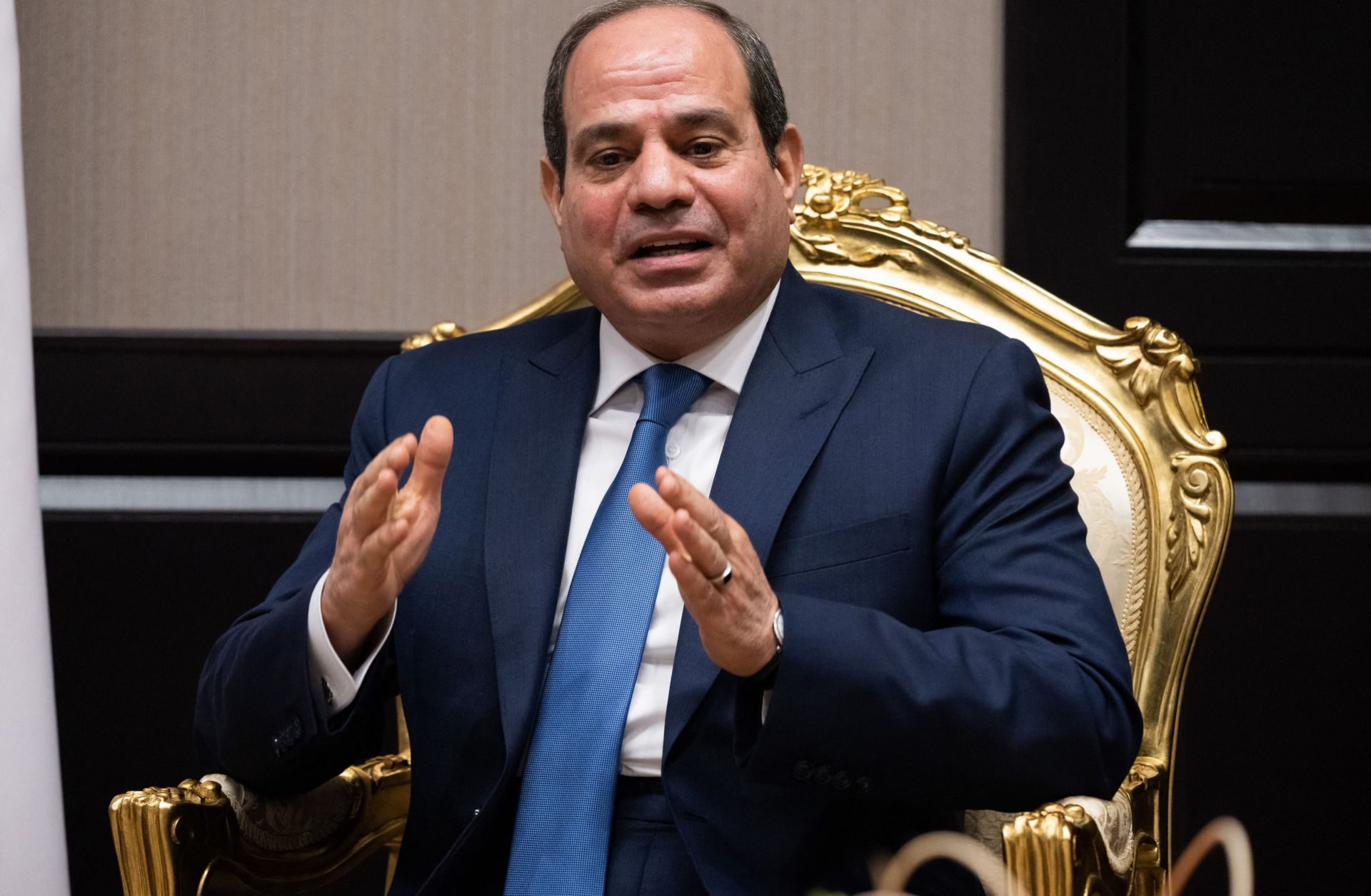 Egyptian President Abdel Fattah al-Sisi is seen on the sidelines of the COP27 summit on Nov. 11, 2022.