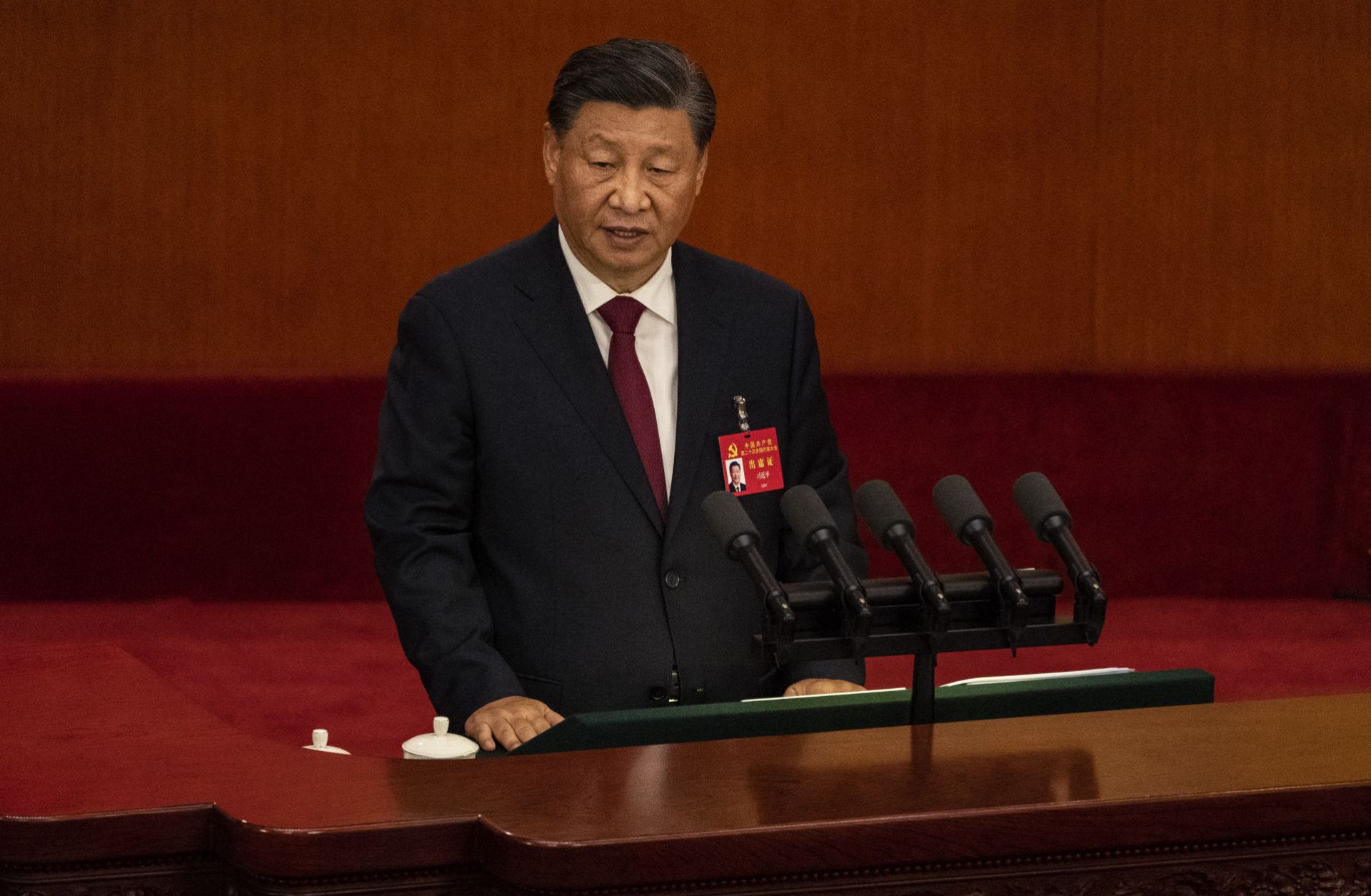 Chinese President Xi Jinping speaks during the Opening Ceremony of the 20th National Congress of the Communist Party on Oct. 16, 2022, in Beijing, China. 