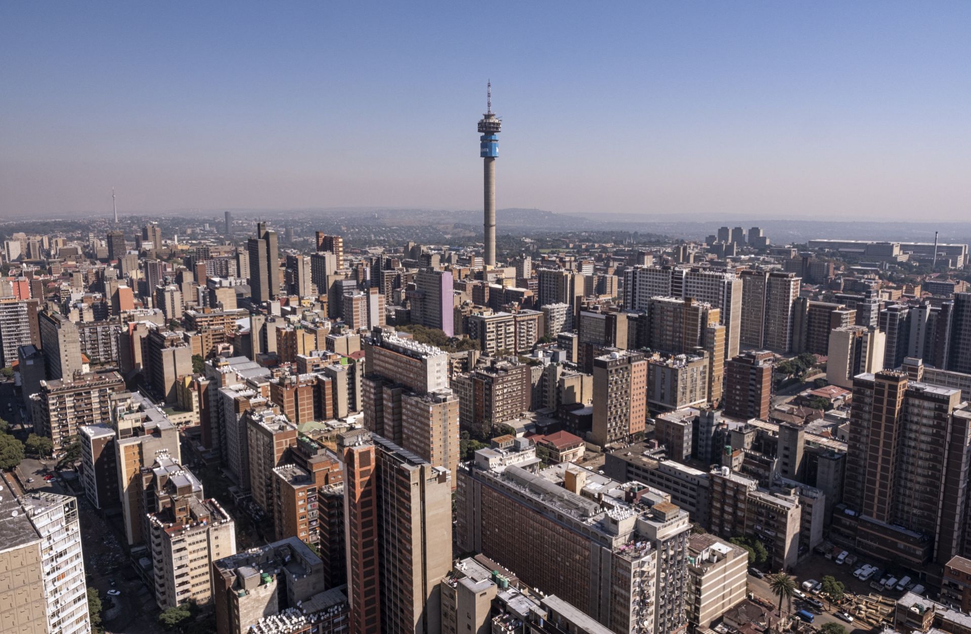 The skyline of Johannesburg, South Africa, is seen on April 19, 2023.
