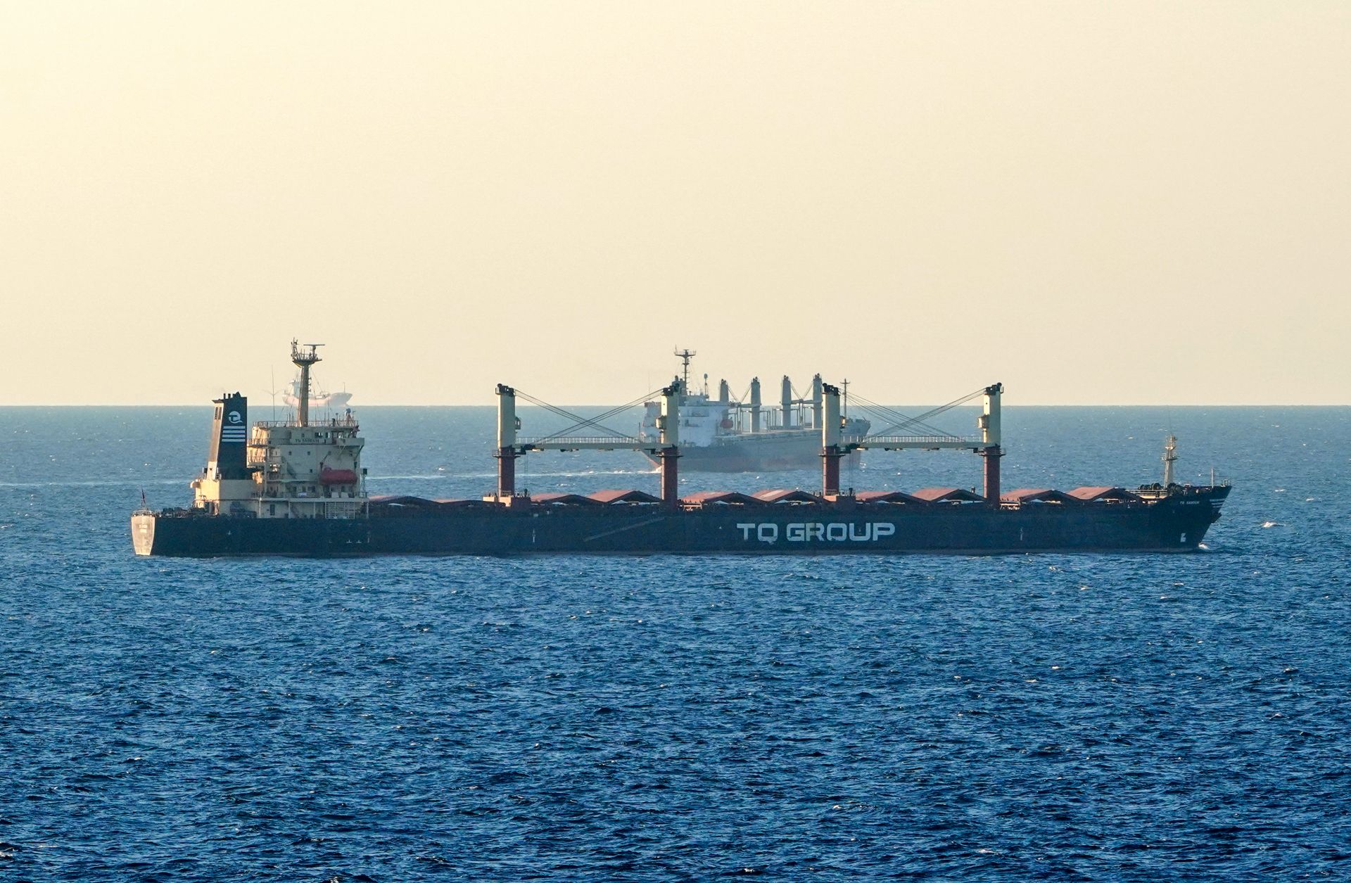 A ship transiting Ukrainian grain is seen off the coast of Istanbul, Turkey, on July 17, 2023, after Russia announced its withdrawal from the Black Sea grain export deal.