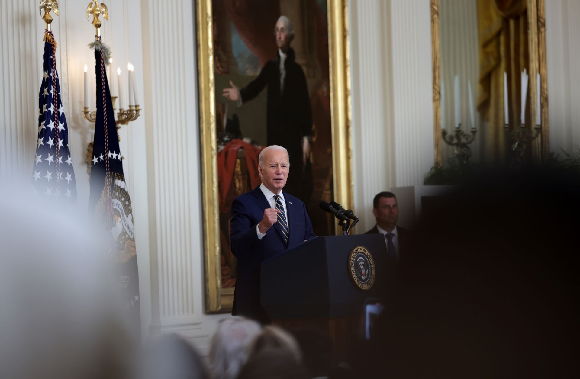 U.S. President Joe Biden delivers an address in the East Room at the White House on July 25, 2023, in Washington, D.C. 