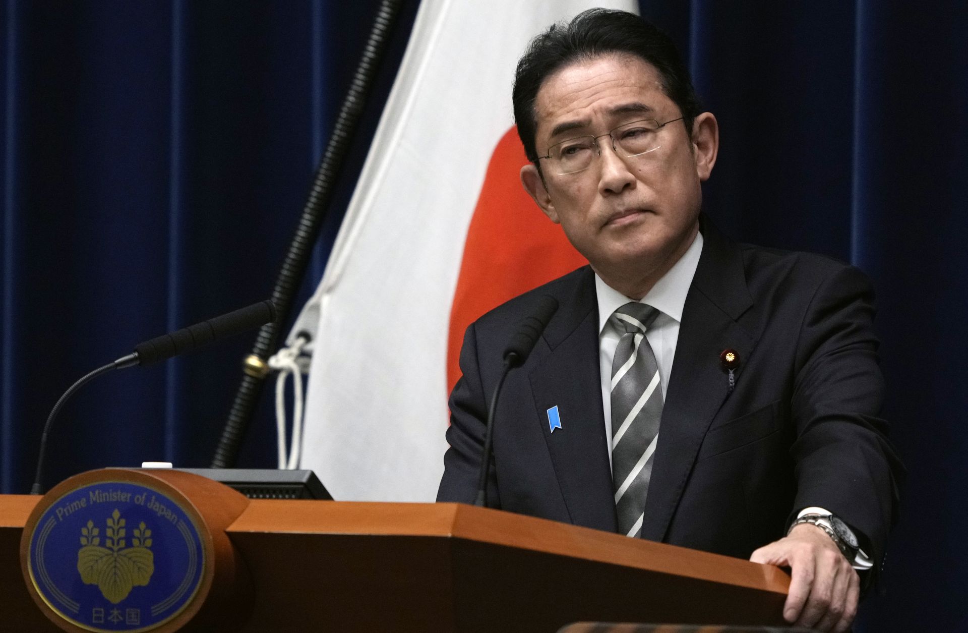 Japanese Prime Minister Fumio Kishida speaks during a press conference in Tokyo, Japan, on Dec. 13, 2023. 