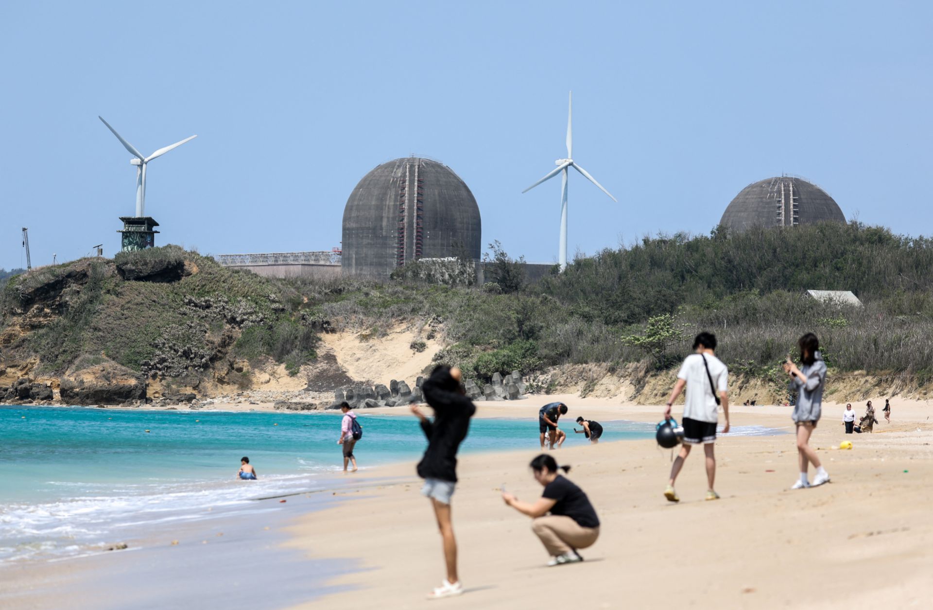The Maanshan nuclear power plant is seen next to a beach in Pingtung, in southern Taiwan, on April 29, 2025.