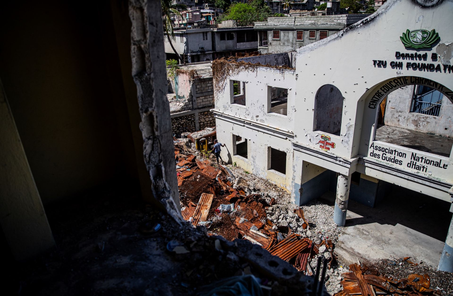 Debris surrounds a school destroyed by armed gangs back in 2024 in the Solino neighborhood of Port-au-Prince, Haiti, on March 3, 2026.