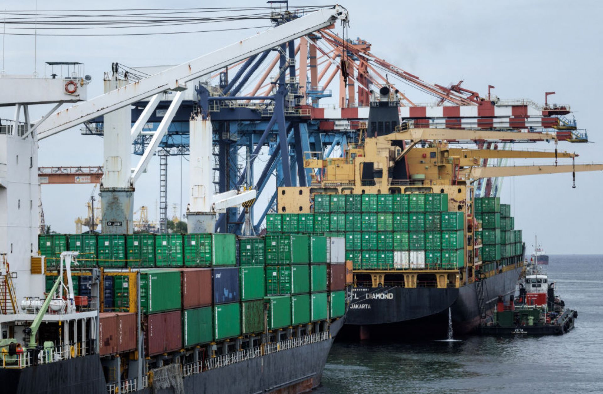 Containers are unloaded from a ship at a terminal of Tanjung Priok Port, the main seaport in Jakarta, Indonesia, on Jan. 24, 2025. Containers are unloaded from a ship at a terminal of Tanjung Priok Port, the main seaport in Jakarta, Indonesia, on Jan. 24, 2025.