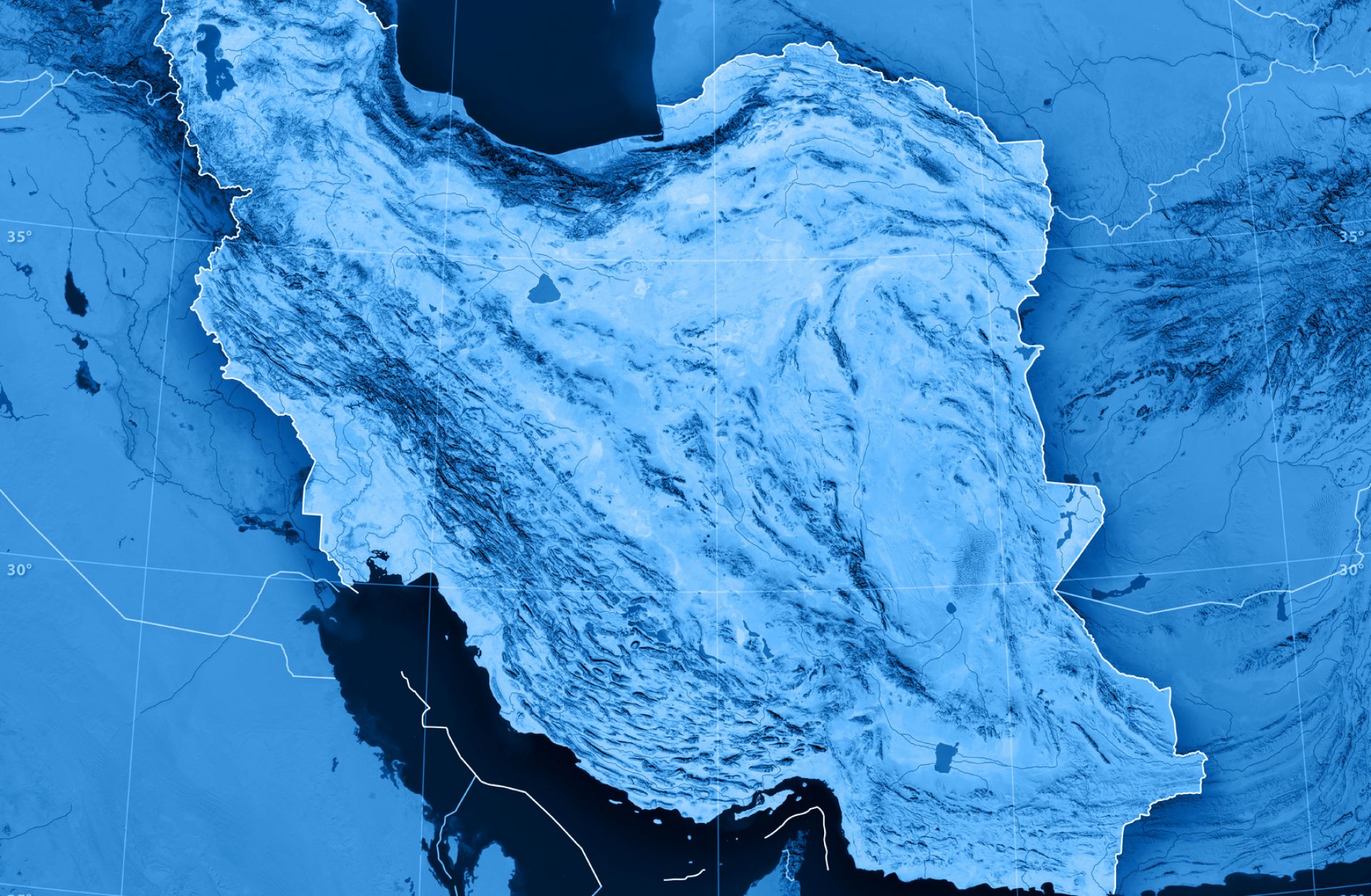 A topographic map of Iran.