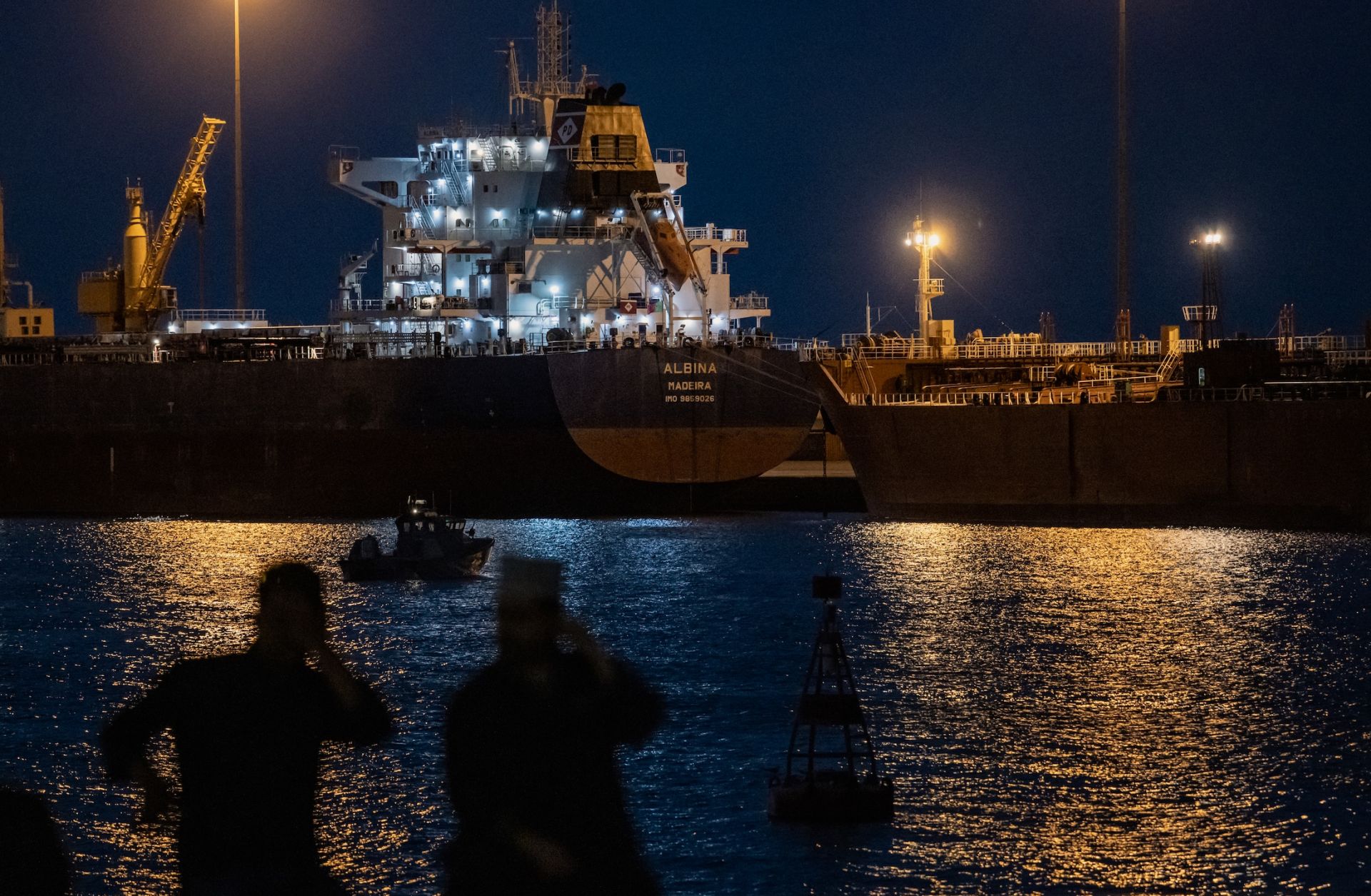 The Albina Bulk carrier sits anchored on March 22, 2026, at Sultan Qaboos Port in Muscat, Oman.
