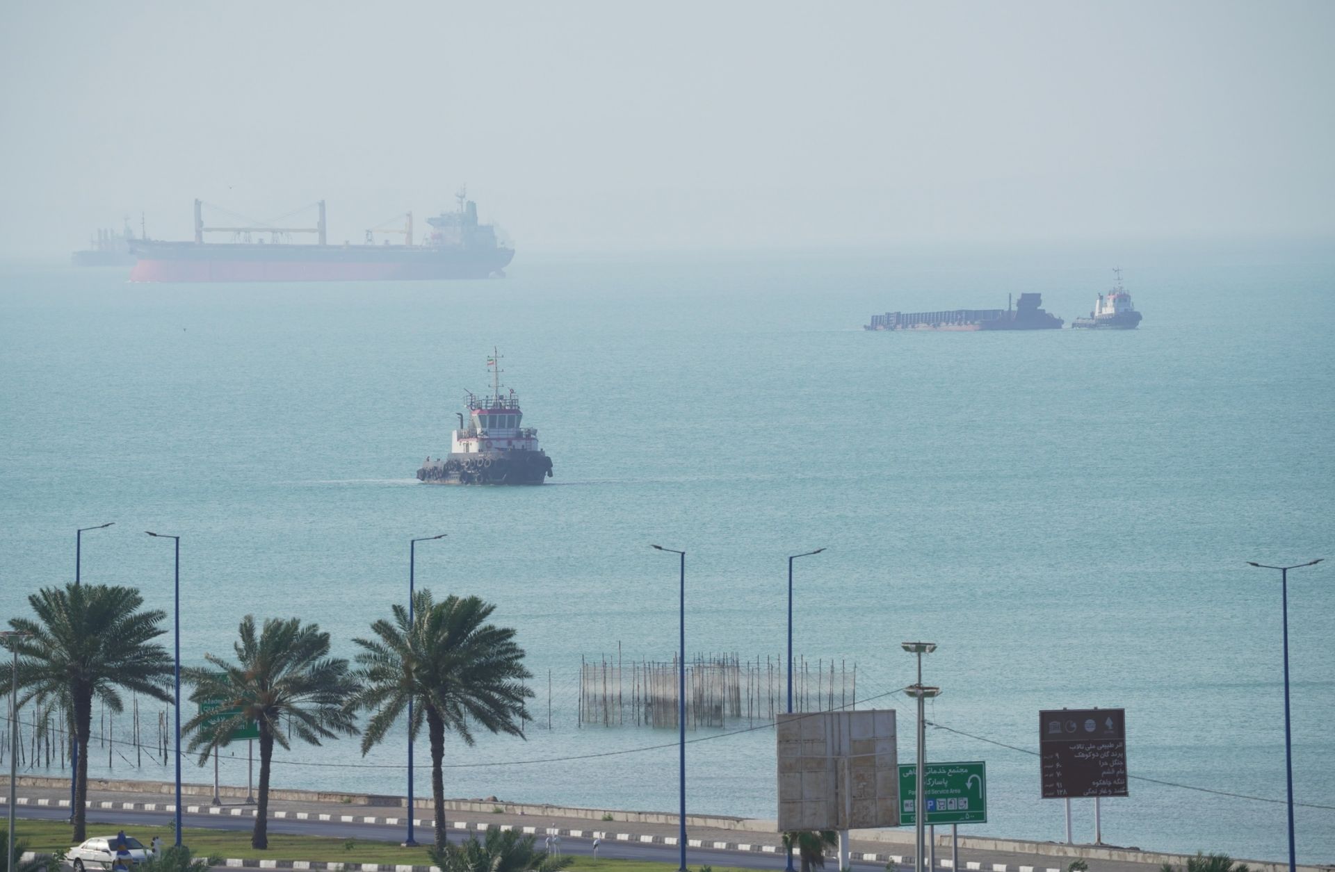 Boats on April 28, 2026 on Qeshm Island, Iran, in the Strait of Hormuz.