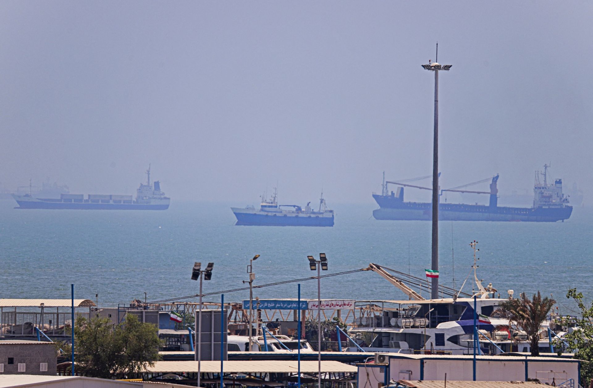 Vessels at anchorage June 18 in Bandar Abbas, Iran, along the Strait of Hormuz.