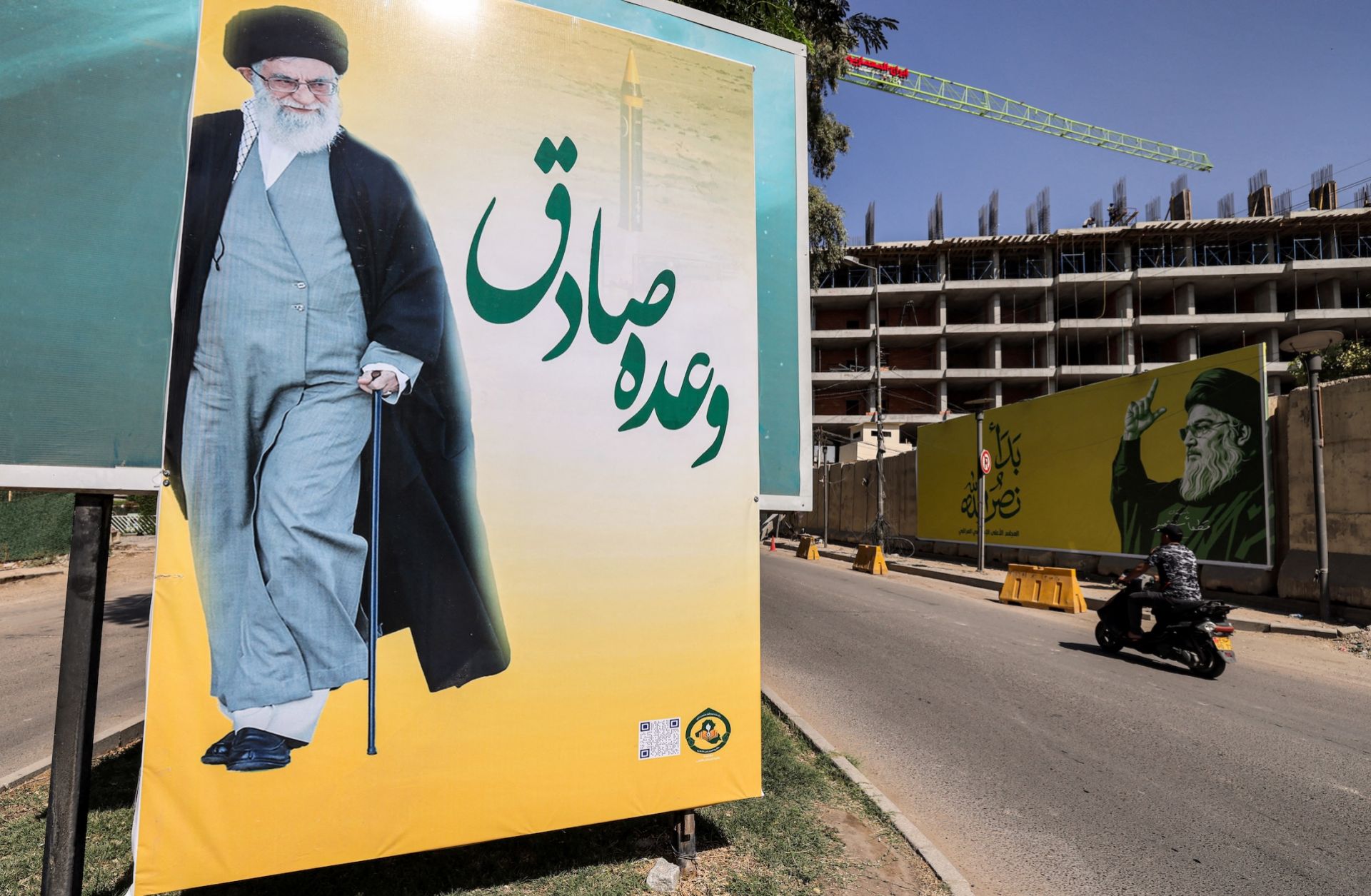 A billboard showing Iran's Supreme Leader Ali Khamenei is seen in Baghdad, Iraq, on Oct. 7, 2024.