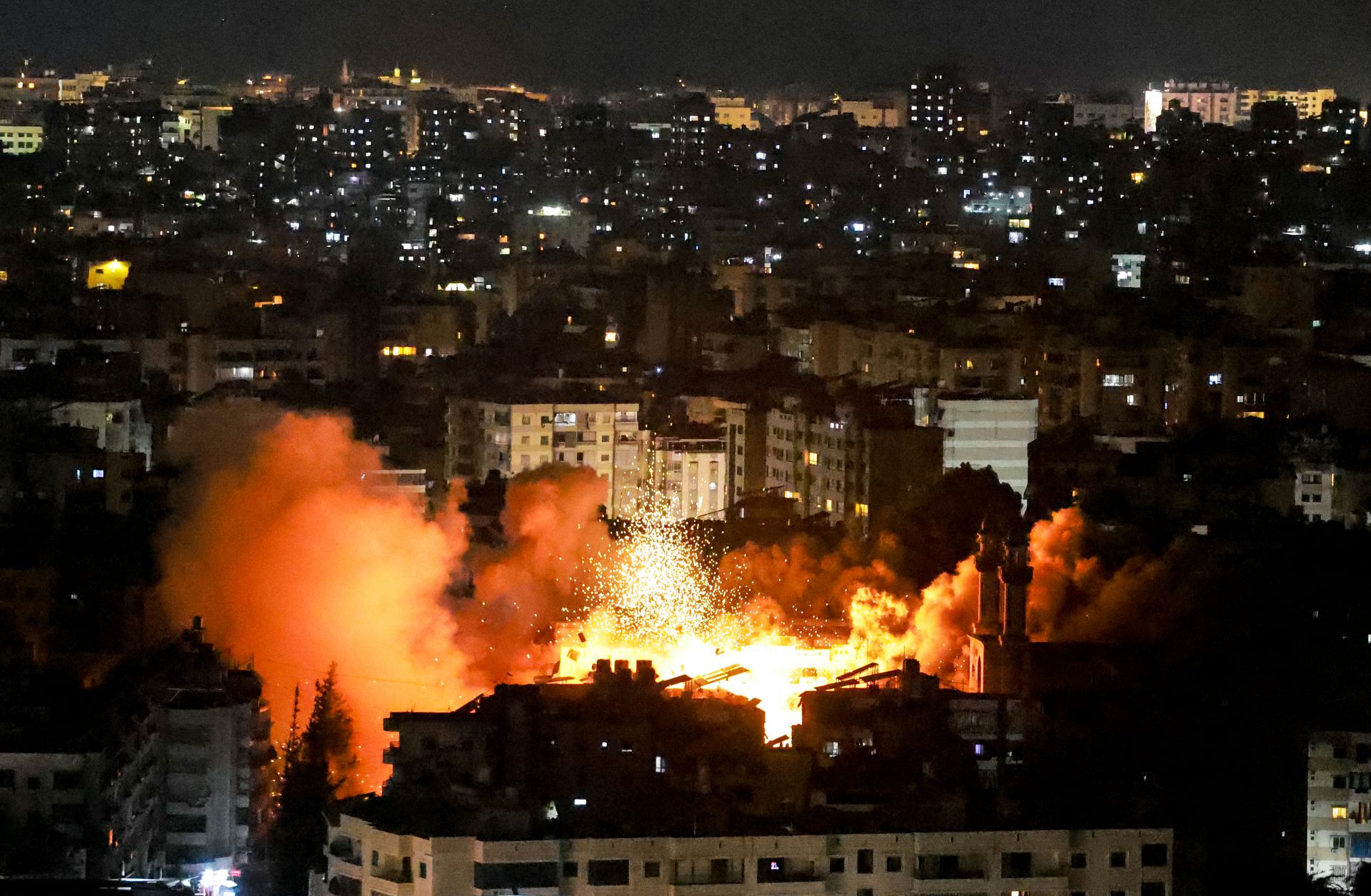 Smoke and fire erupted from the site of an Israeli airstrike on a suburb south of Beirut, Lebanon, on June 5, 2025. 