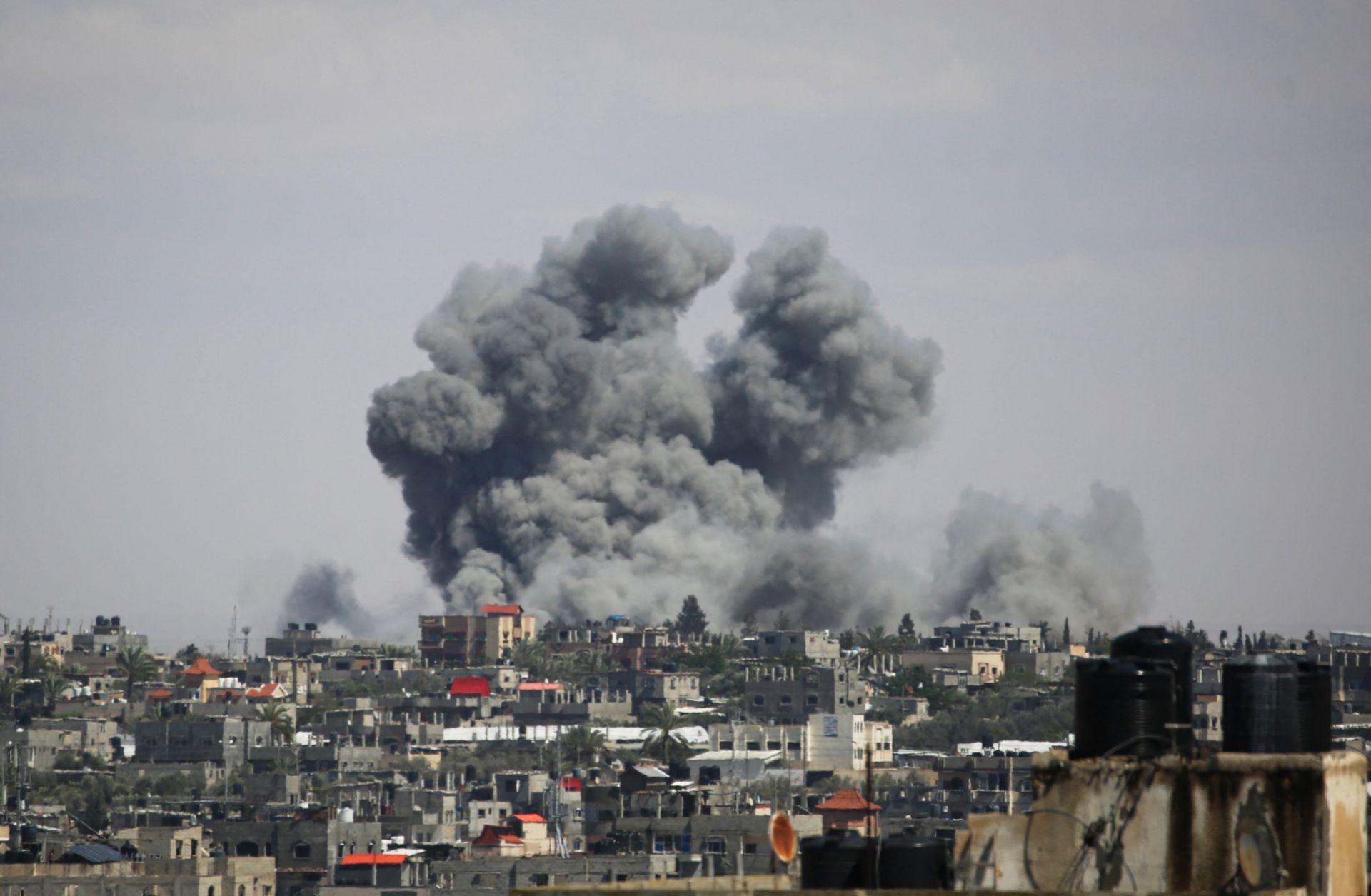 A picture taken on May 6, 2024, shows smoke billowing following a bombardment east of Rafah in the southern Gaza Strip amid the ongoing conflict between Israel and Hamas. 