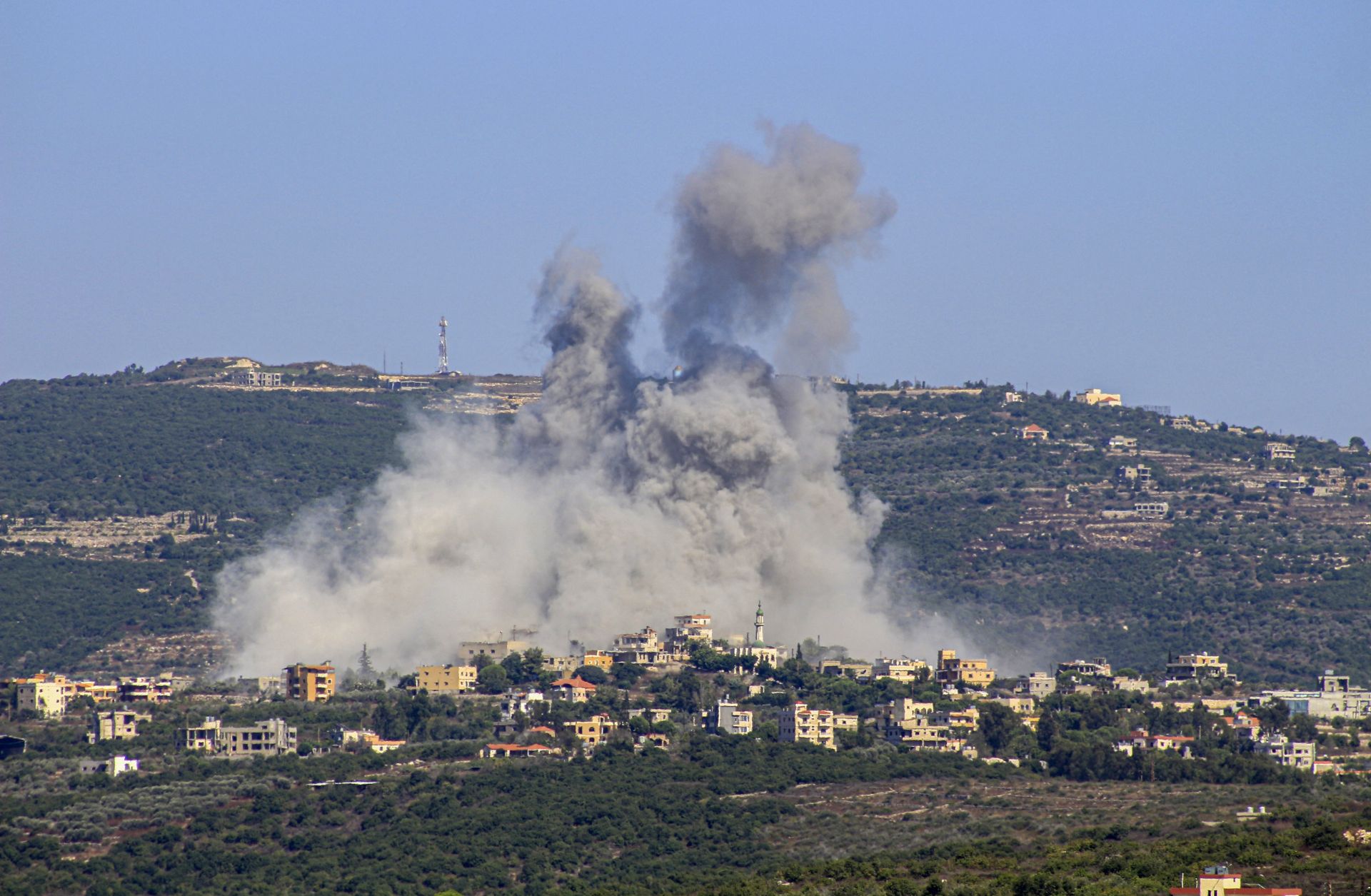 Smoke billows following an Israeli airstrike in the southern Lebanese border village of Chihine on July 28, 2024.