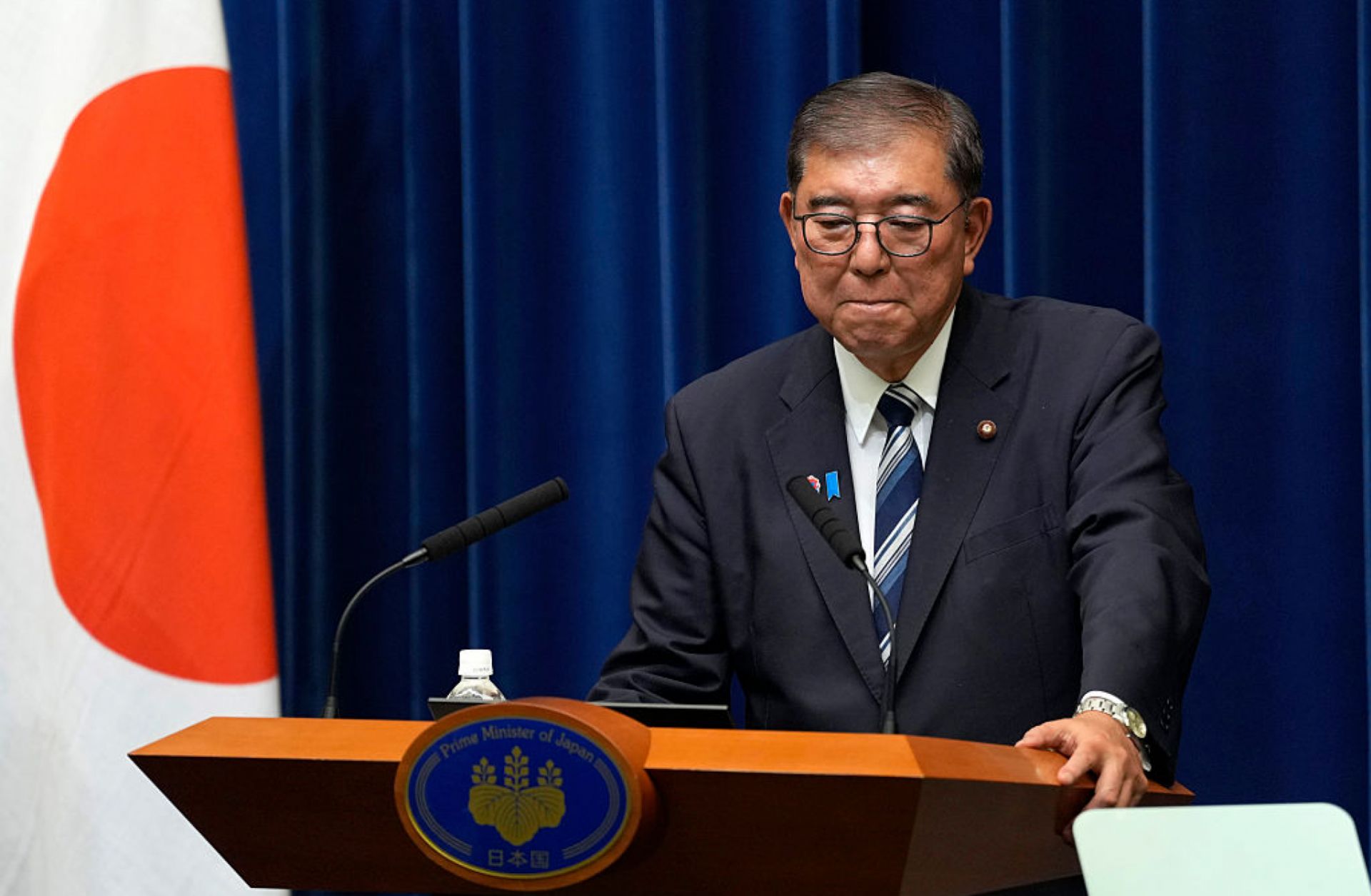 Japanese Prime Minister Shigeru Ishiba attends a press conference at the Prime Minister's Office on Sept. 6, 2025, in Tokyo, Japan.