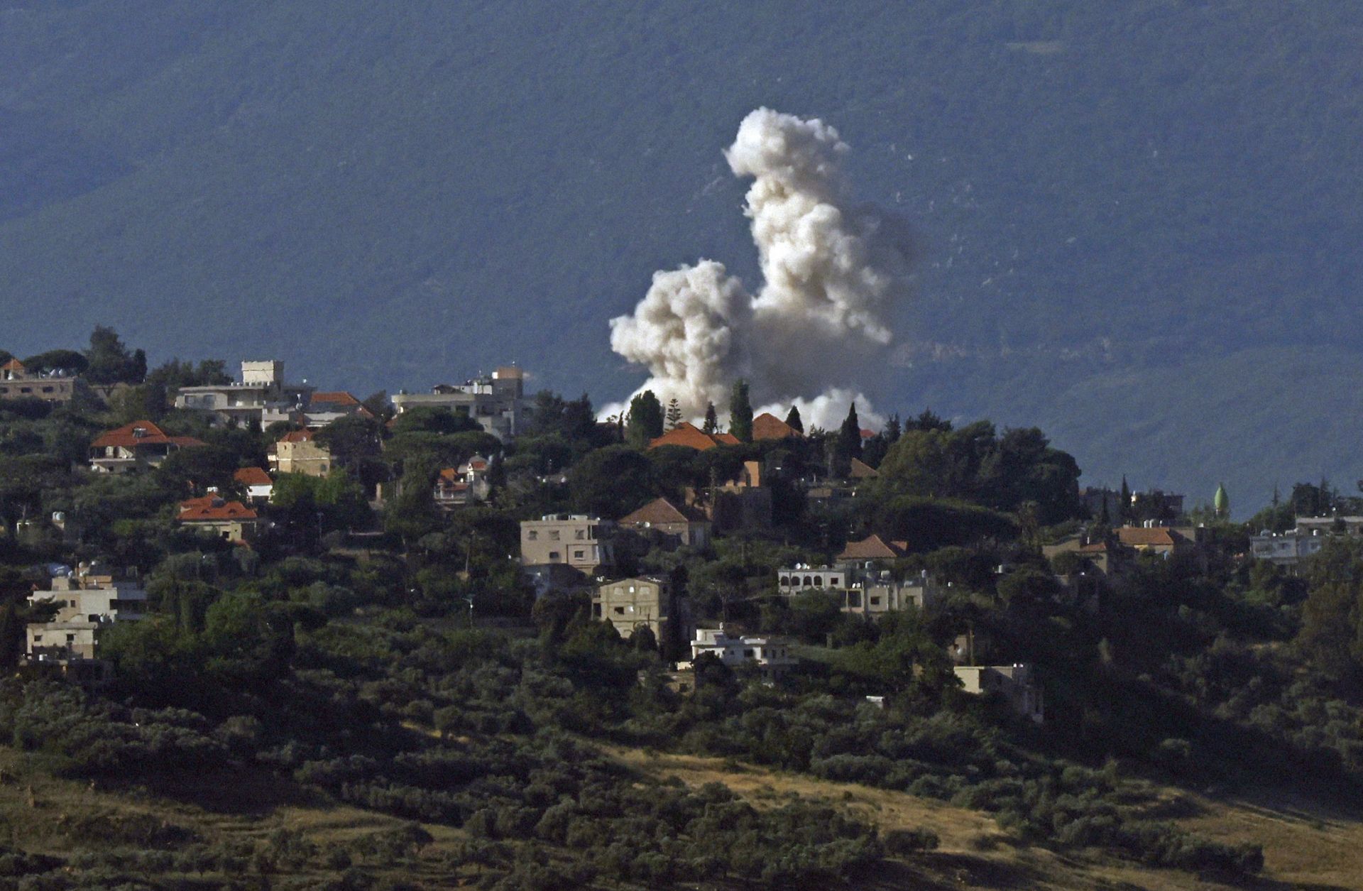 Smoke rises following Israeli attacks in southern Lebanon as seen from a position across the border in the Upper Galilee in northern Israel on May 31, 2026.