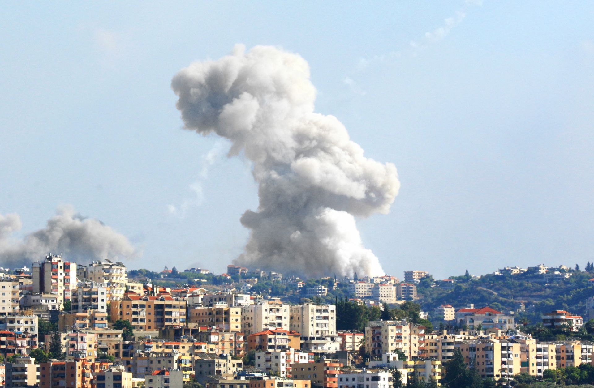 Smoke billows from a site targeted by an Israeli shelling in the southern Lebanese village of Zaita on Sept. 23, 2024. 