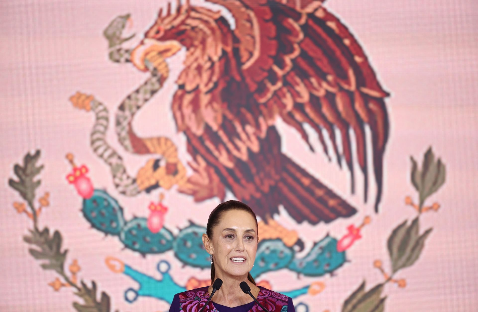 Mexico's President-elect Claudia Sheinbaum gives a speech after the first results released by the election authorities show that she is leading the polls by a wide margin on June 3, 2024, in Mexico City, Mexico. 