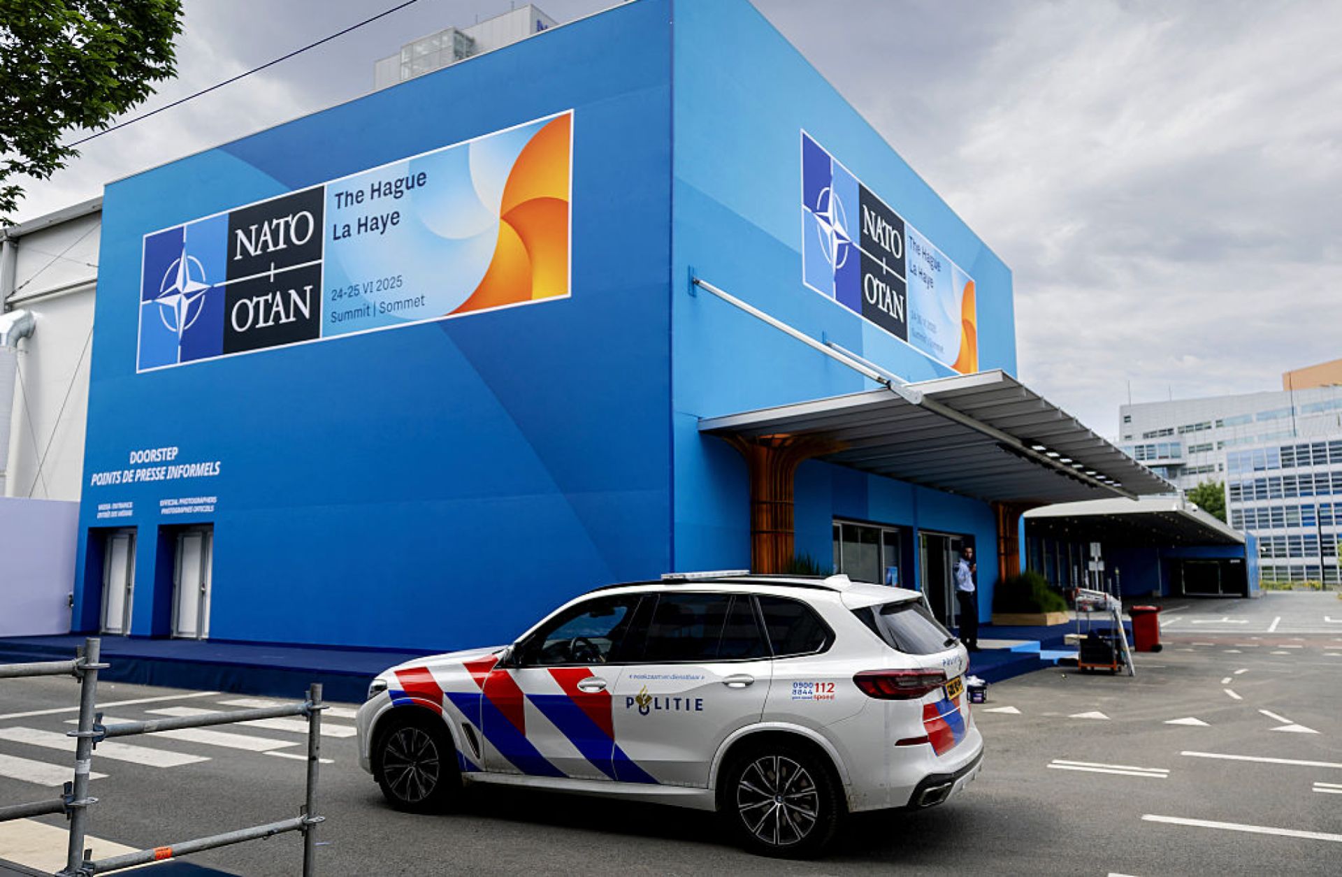 The entrance of the building where the 2025 NATO summit will be held is seen in The Hague, the Netherlands, on June 22, 2025. The entrance of the building where the 2025 NATO summit will be held is seen in The Hague, the Netherlands, on June 22, 2025.