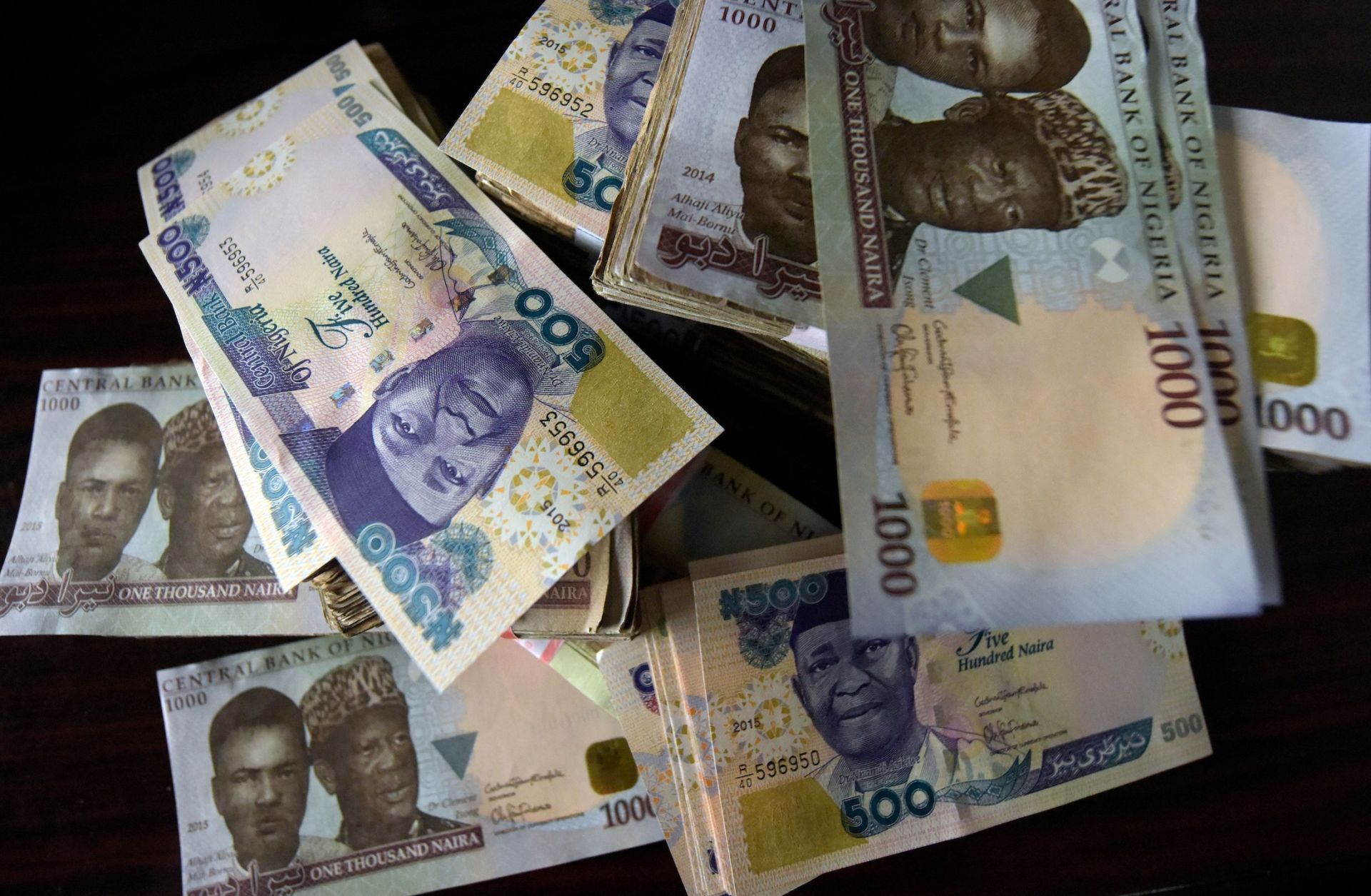 Nigerian naira banknotes on Jan. 28, 2016, in Lagos, Nigeria.