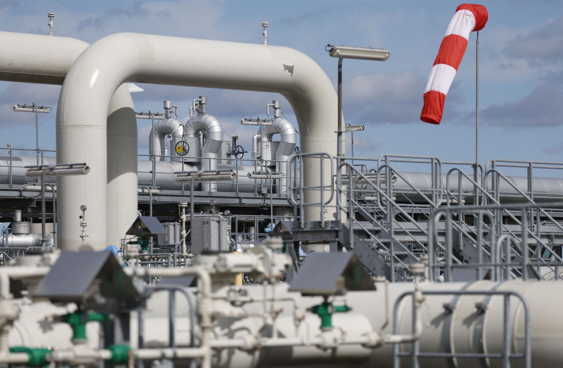 Facilities to receive and distribute natural gas are seen at a section of the Nord Stream 1 pipeline in Lubmin, northeastern Germany, on Aug. 30, 2022. 
