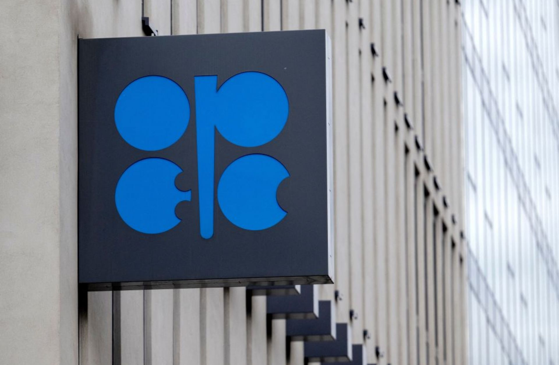 The OPEC logo is seen outside the bloc's headquarters in Vienna, Austria, on Oct. 4, 2022.
