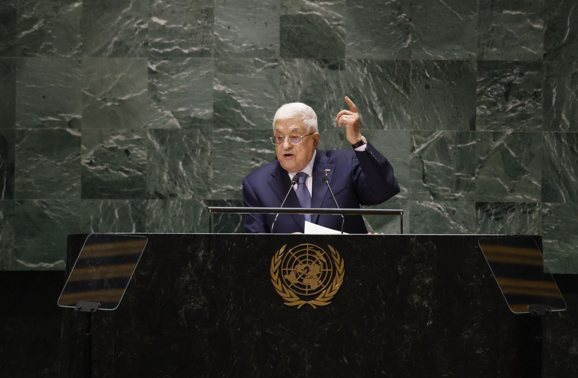 Palestinian Authority (PA) President Mahmoud Abbas addressed the U.N. General Assembly (UNGA) at United Nations headquarters on Sept. 21, 2023, in New York City.